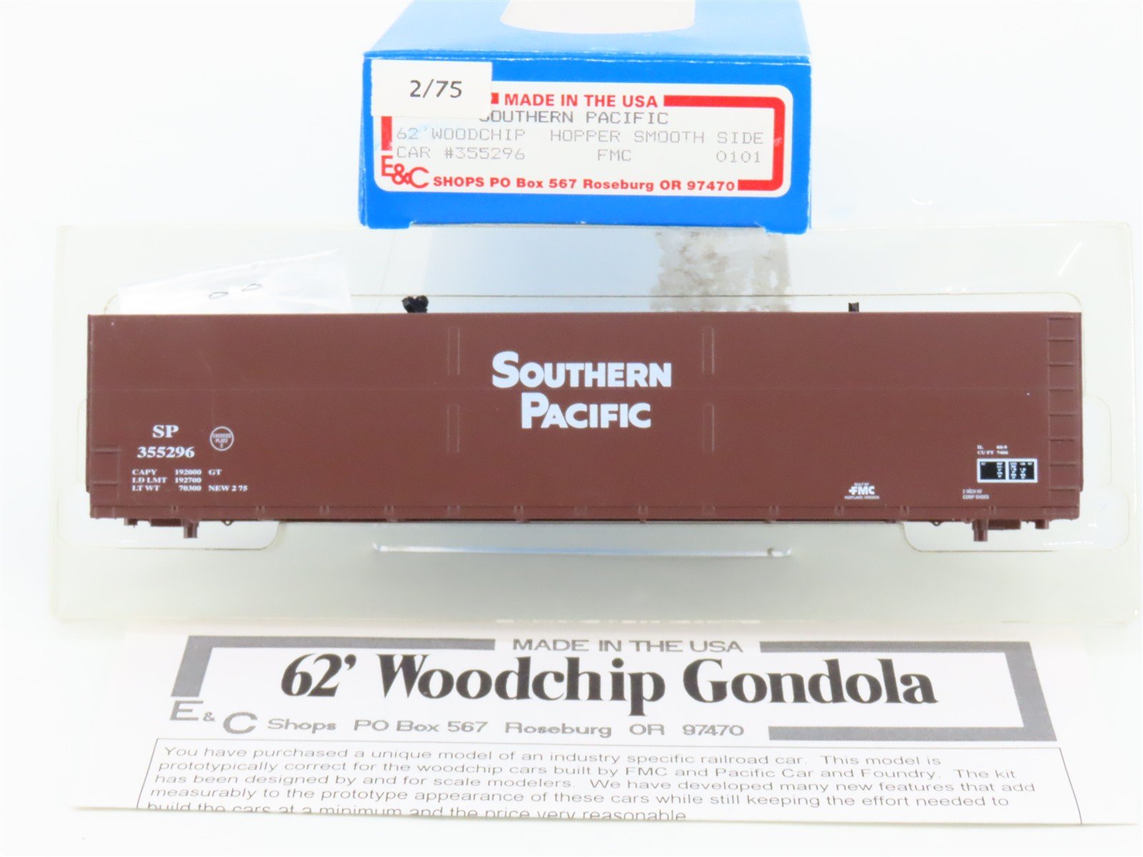 HO Scale E&C Shops Kit 0101 SP Southern Pacific 62' Woodchip Hopper #355296
