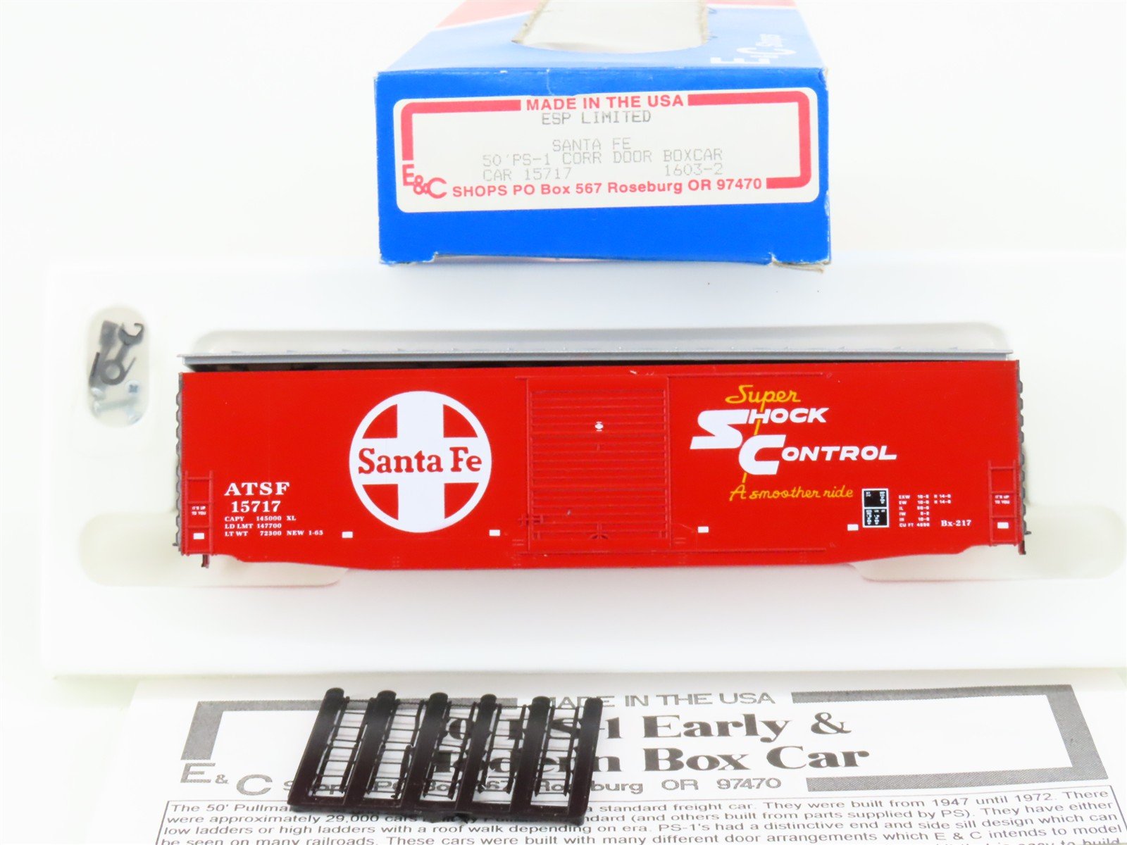 HO Scale E&C Shops Kit 1603-2 ATSF Santa Fe 50' Single Door Box Car #15717