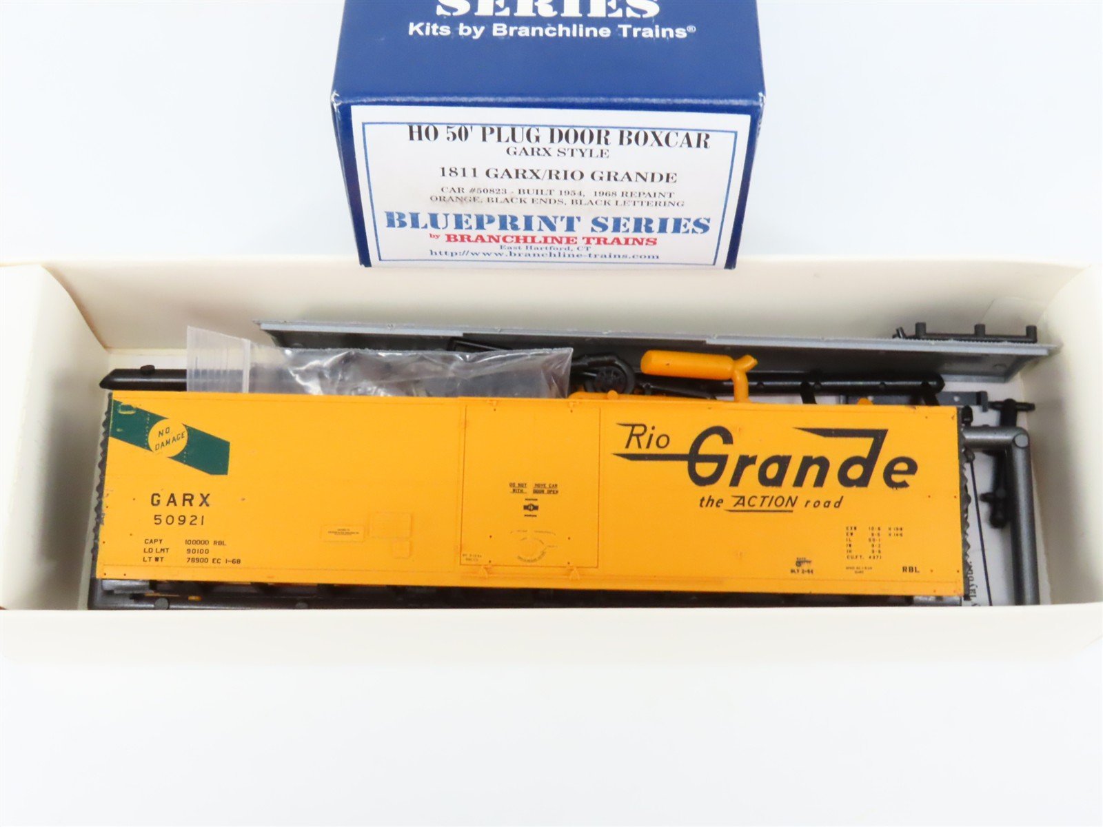HO Scale Branchline Blueprint Series Kit 1811 GARX Rio Grande 50' Box Car #50921