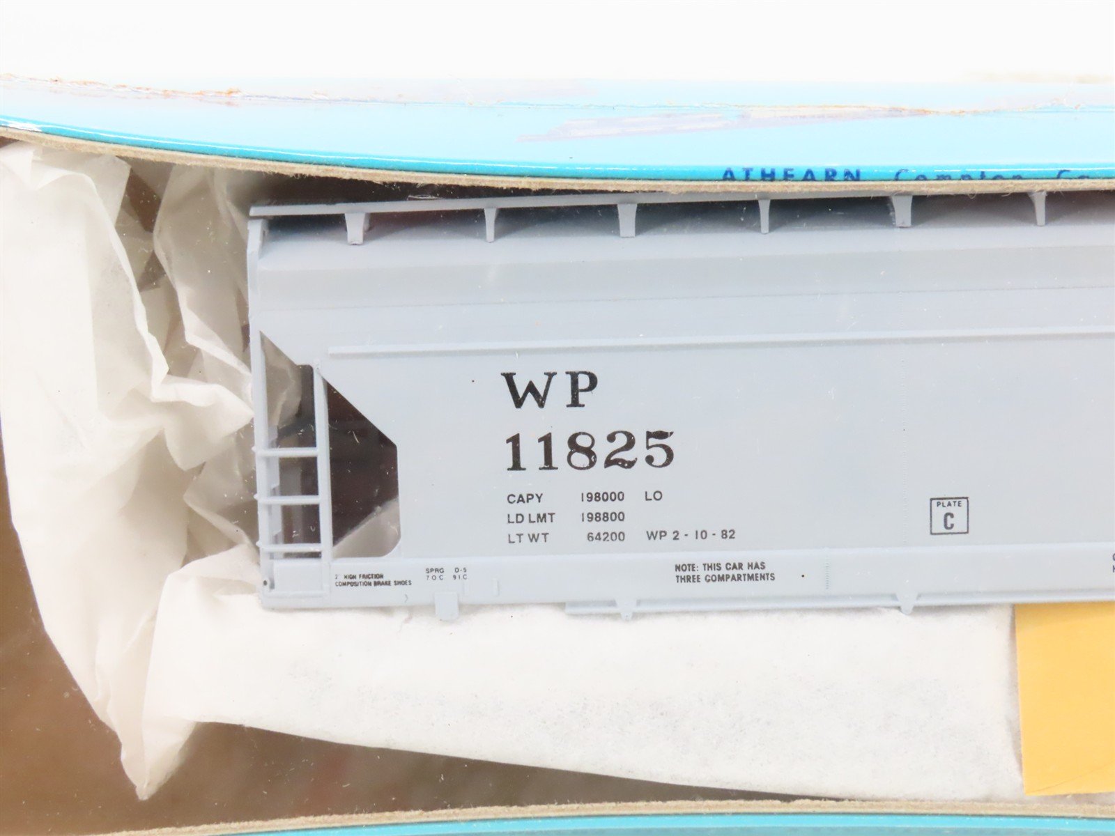 HO Scale Athearn Bev-Bel Kit 1411-1 WP Western Pacific 55' Hopper #11825 -Sealed