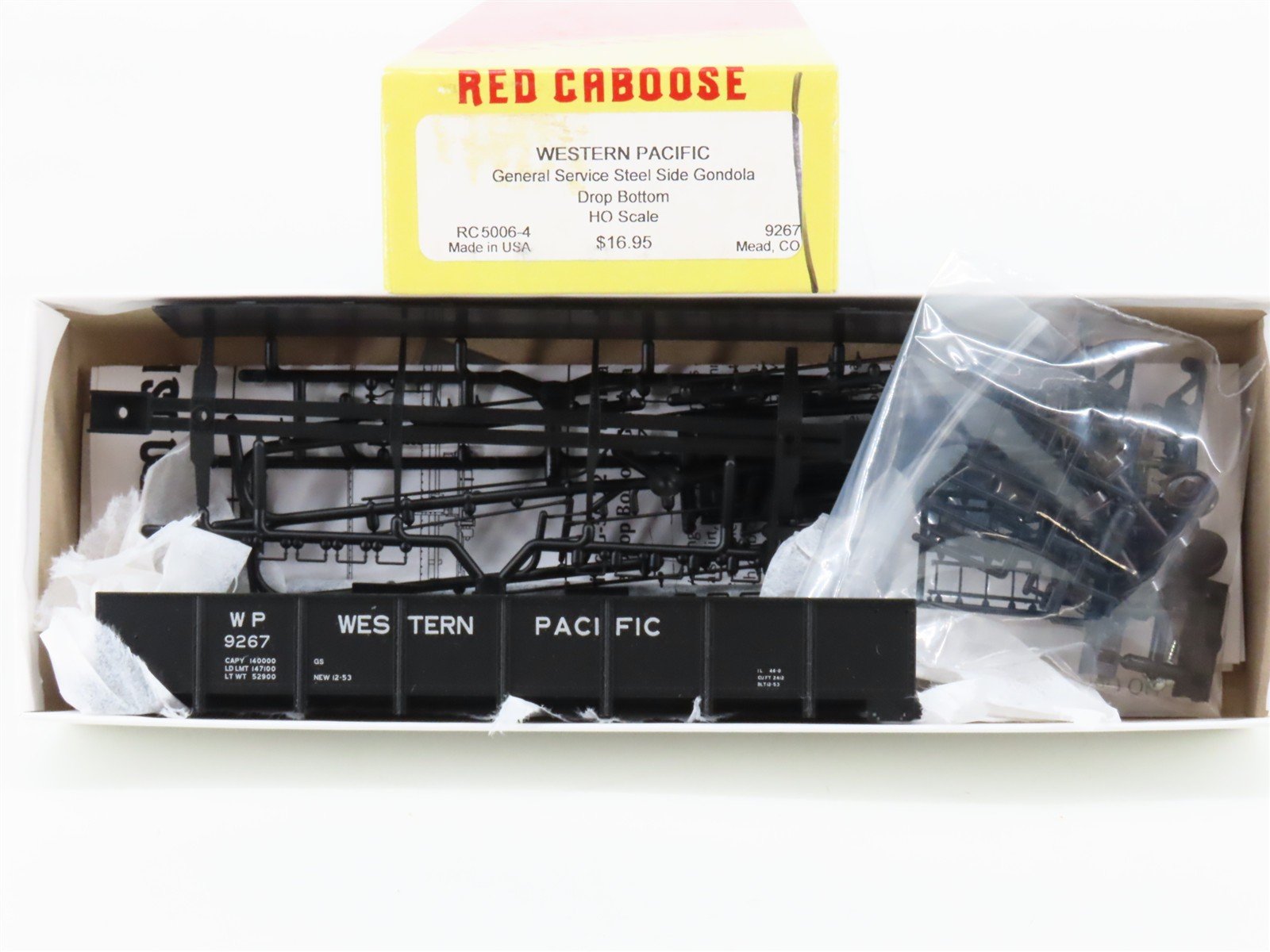HO Scale Red Caboose Kit RC5006-4 WP Western Pacific Drop Bottom Gondola #9267