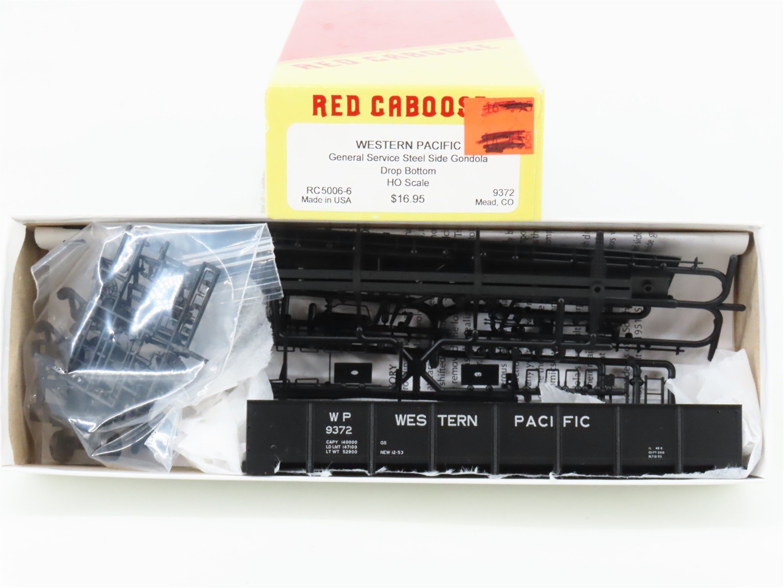 HO Scale Red Caboose Kit RC5006-6 WP Western Pacific Drop Bottom Gondola #9372