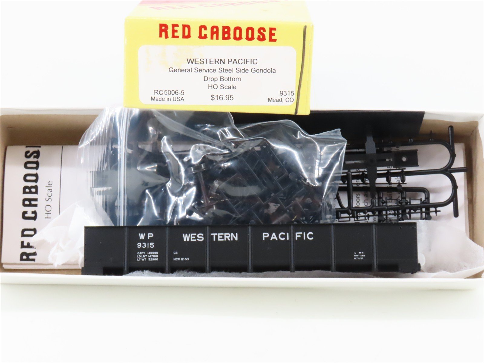 HO Scale Red Caboose Kit RC5006-5 WP Western Pacific Drop Bottom Gondola #9315