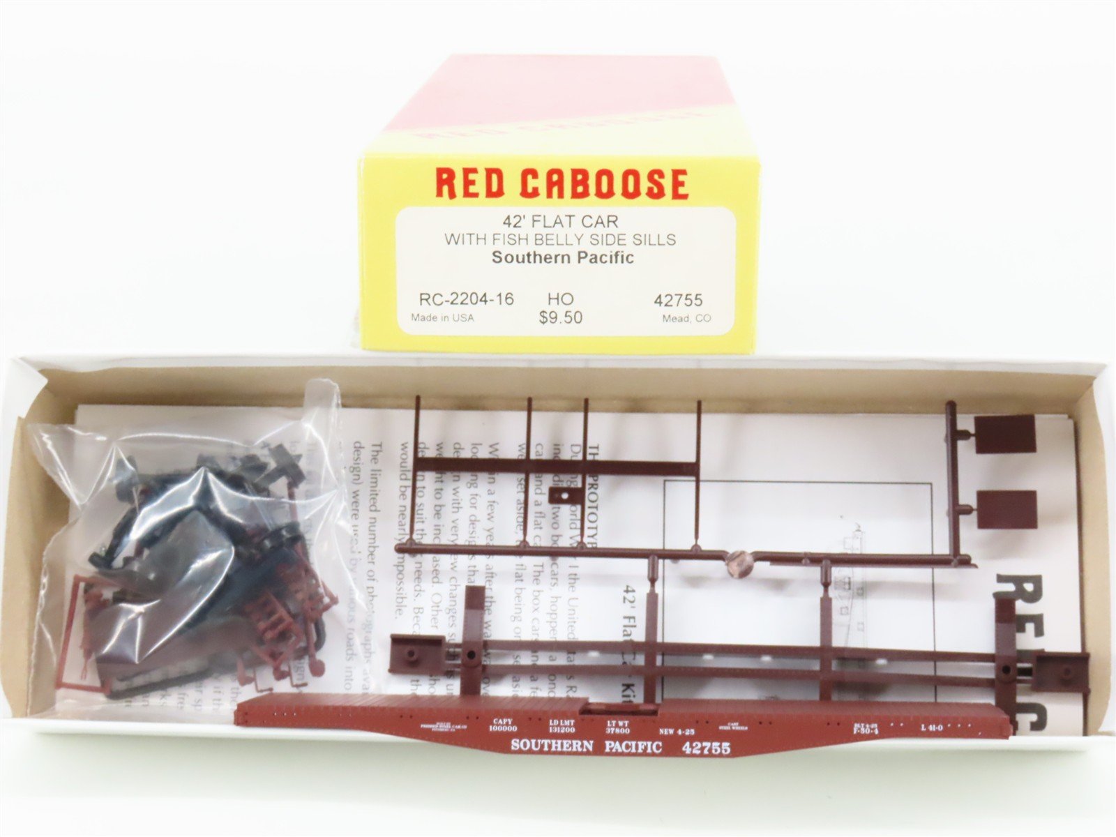 HO Scale Red Caboose Kit RC-2204-16 SP Southern Pacific 42' Flat Car #42755