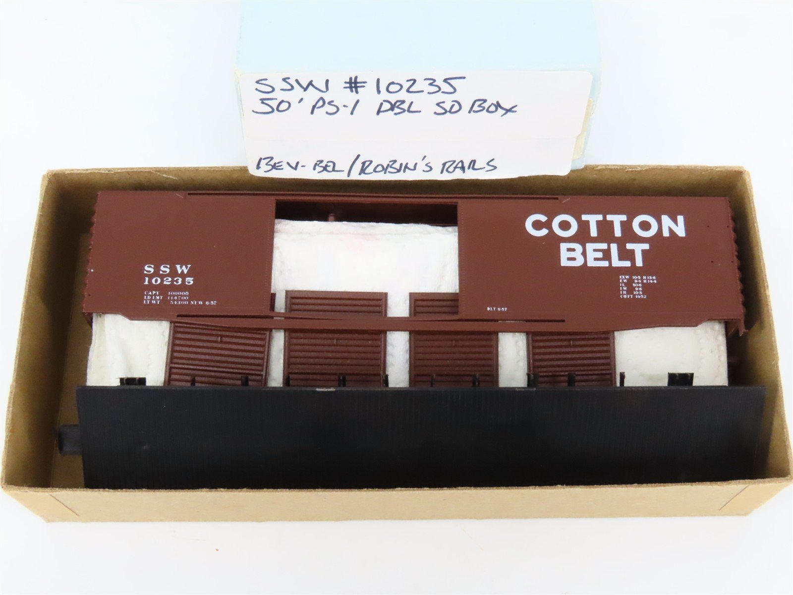 HO Bev-Bel Robin's Rails Kit SSW Cotton Belt 50' Double Door Box Car #10235
