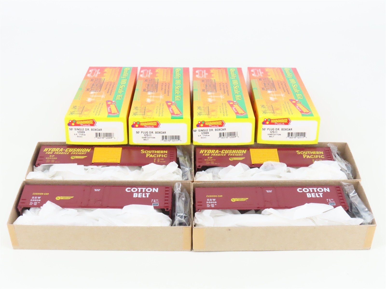 HO Roundhouse Kit 00638 SSW Cotton Belt /SP Southern Pacific 50' Box Car 4-Pack