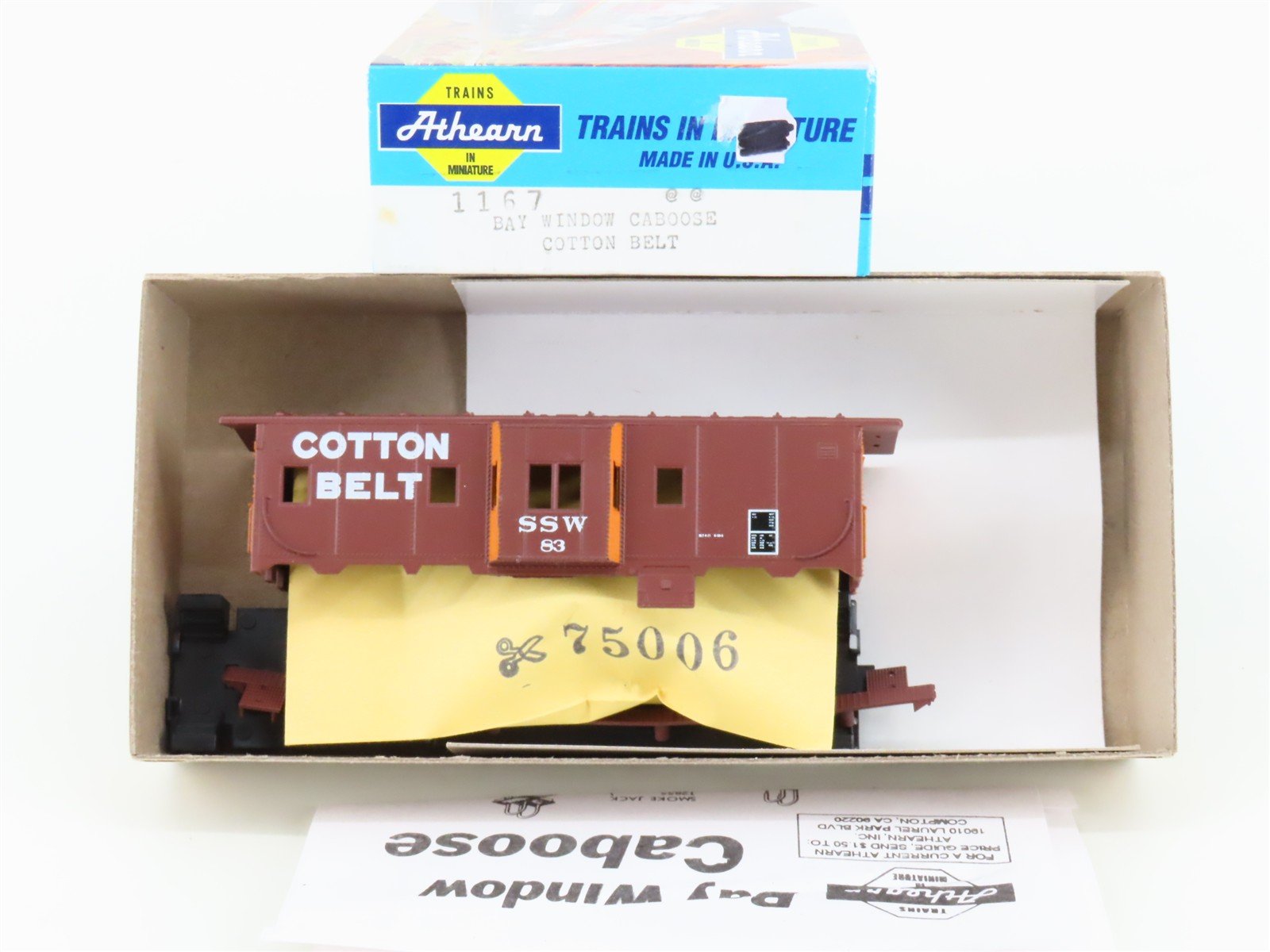 HO Scale Athearn Kit 1167 SSW Cotton Belt Route Bay Window Caboose #83
