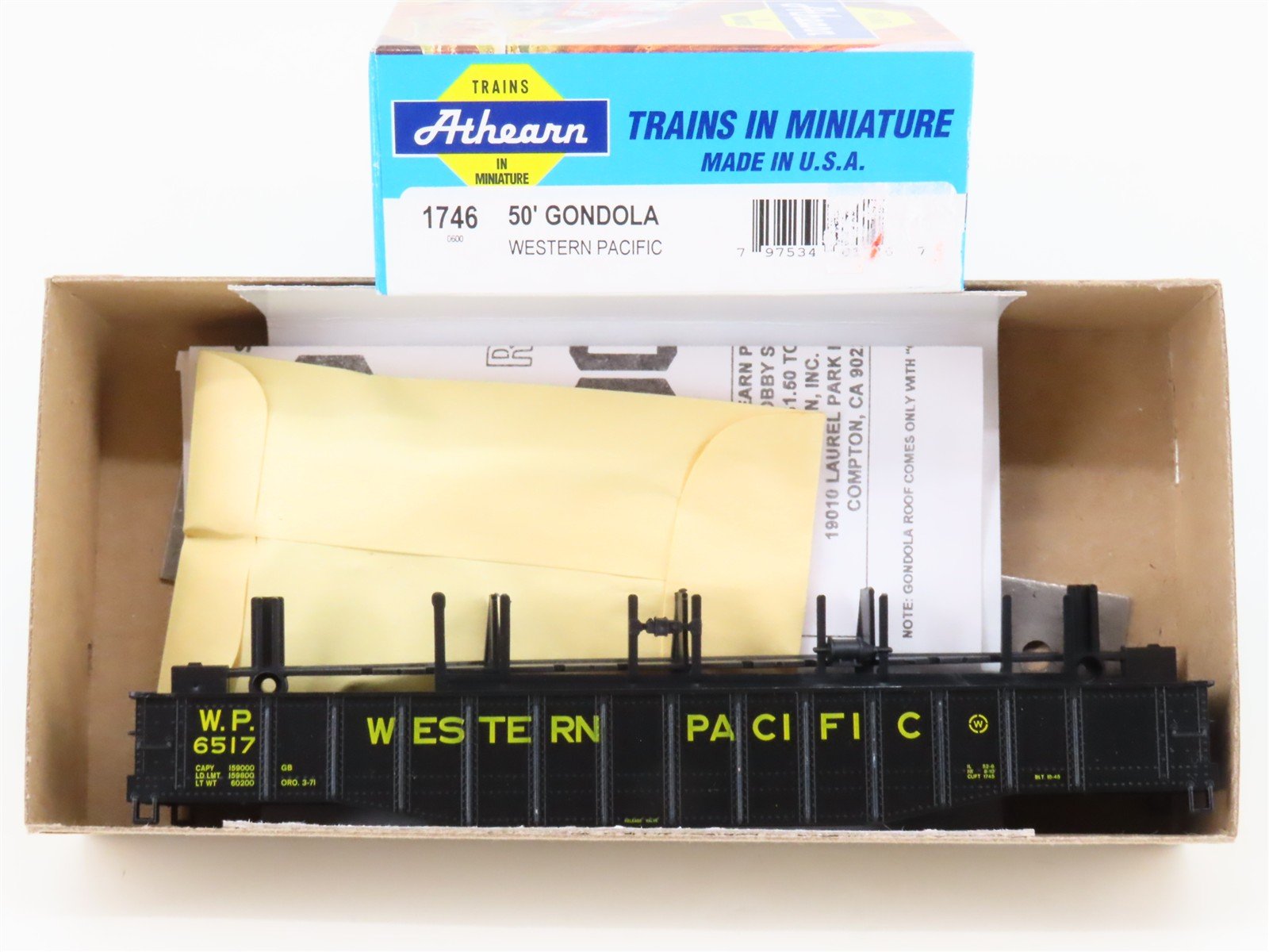 HO Scale Athearn Kit 1746 WP Western Pacific Railroad 50' Open Gondola #6517