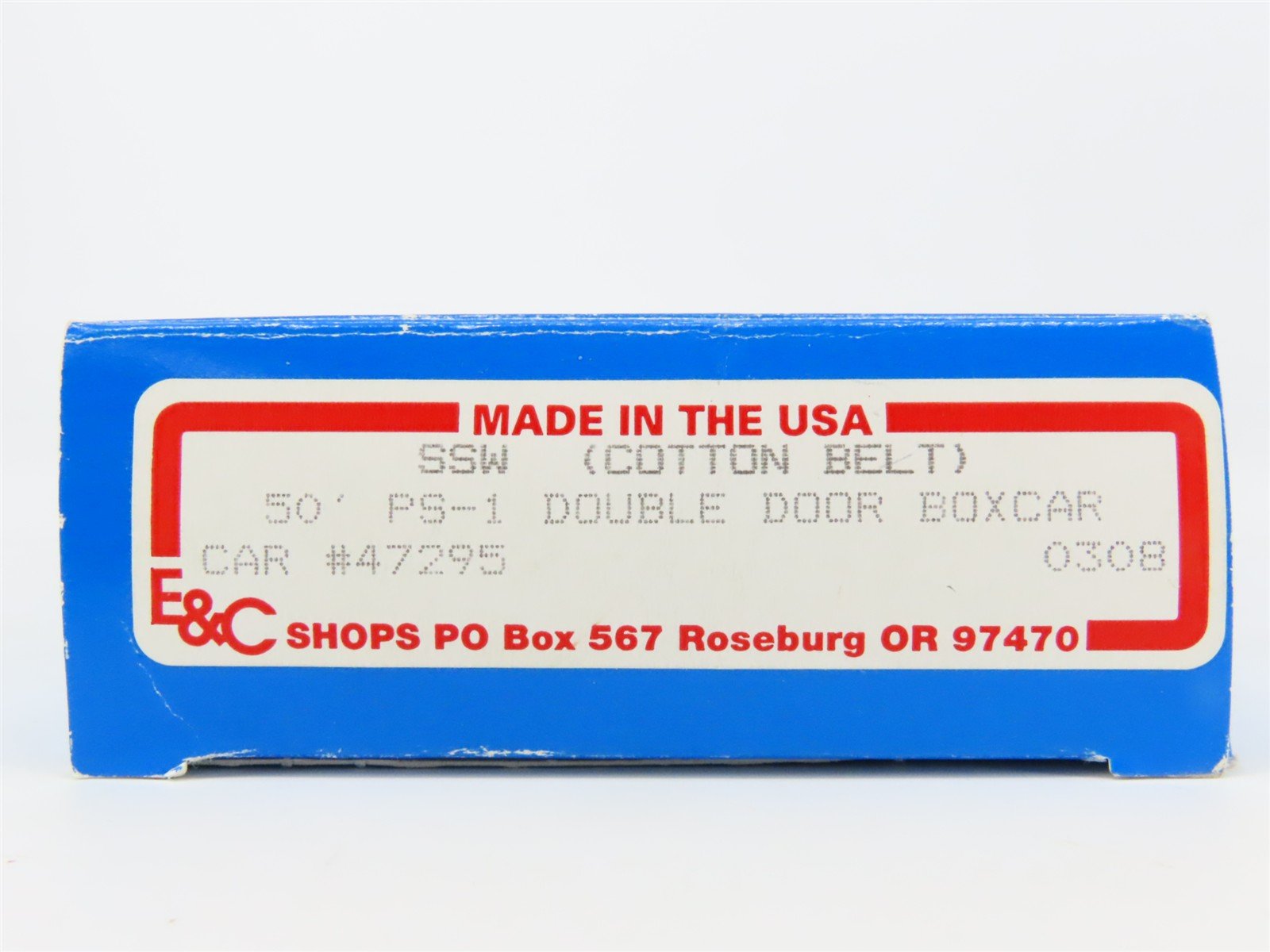 HO Scale E&C Shops Kit 0308 SSW Cotton Belt 50' Double Door Box Car #47295