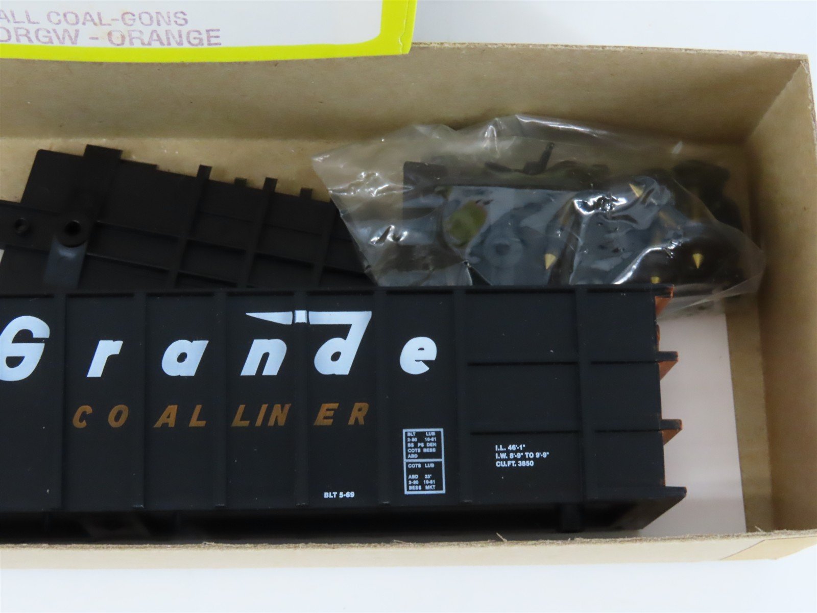 HO Scale Roundhouse Kit 7845 DRGW Rio Grande Thrall Coal Liner Gondola #56998