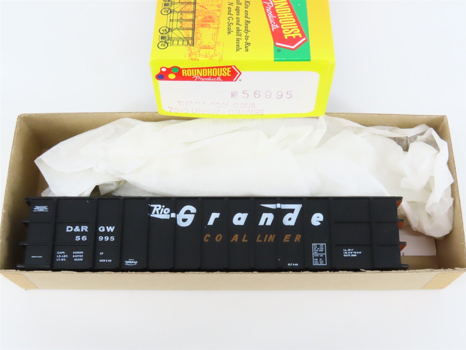 HO Scale Roundhouse Kit 7845 DRGW Rio Grande Thrall Coal Liner Gondola #56995