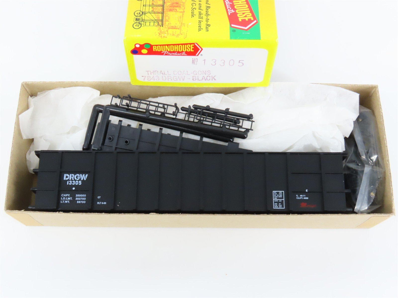 HO Scale Roundhouse Kit 7843 DRGW Rio Grande Thrall Coal Gondola #13305