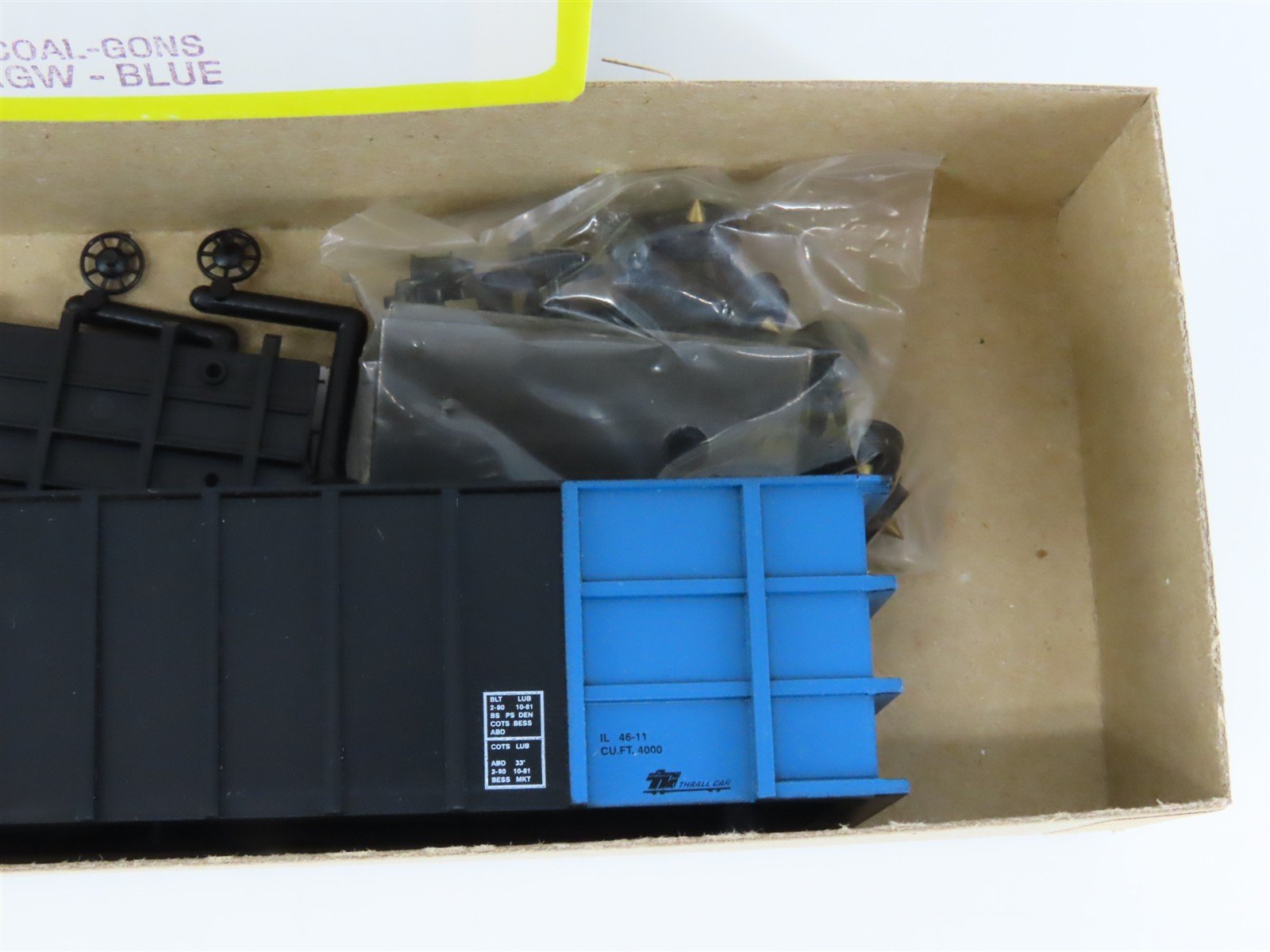 HO Scale Roundhouse Kit 7844 DRGW Rio Grande Railroad Thrall Coal Gondola #13338