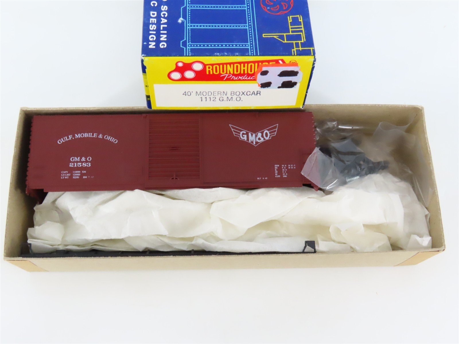 HO Roundhouse Kit 1112 GM&O Gulf Mobile & Ohio 40' Single Door Box Car #21583