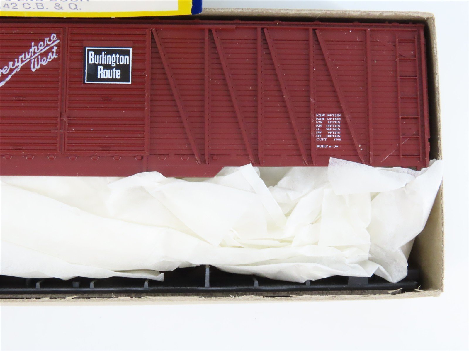 HO Roundhouse Kit 2142 CB&Q Burlington Route 50' Double Door Box Car #45023