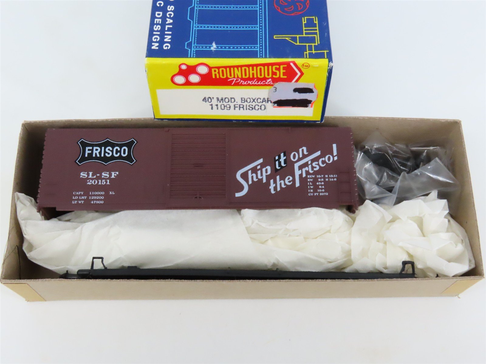 HO Scale Roundhouse Kit 1109 SL-SF Frisco 40' Single Door Box Car #20151