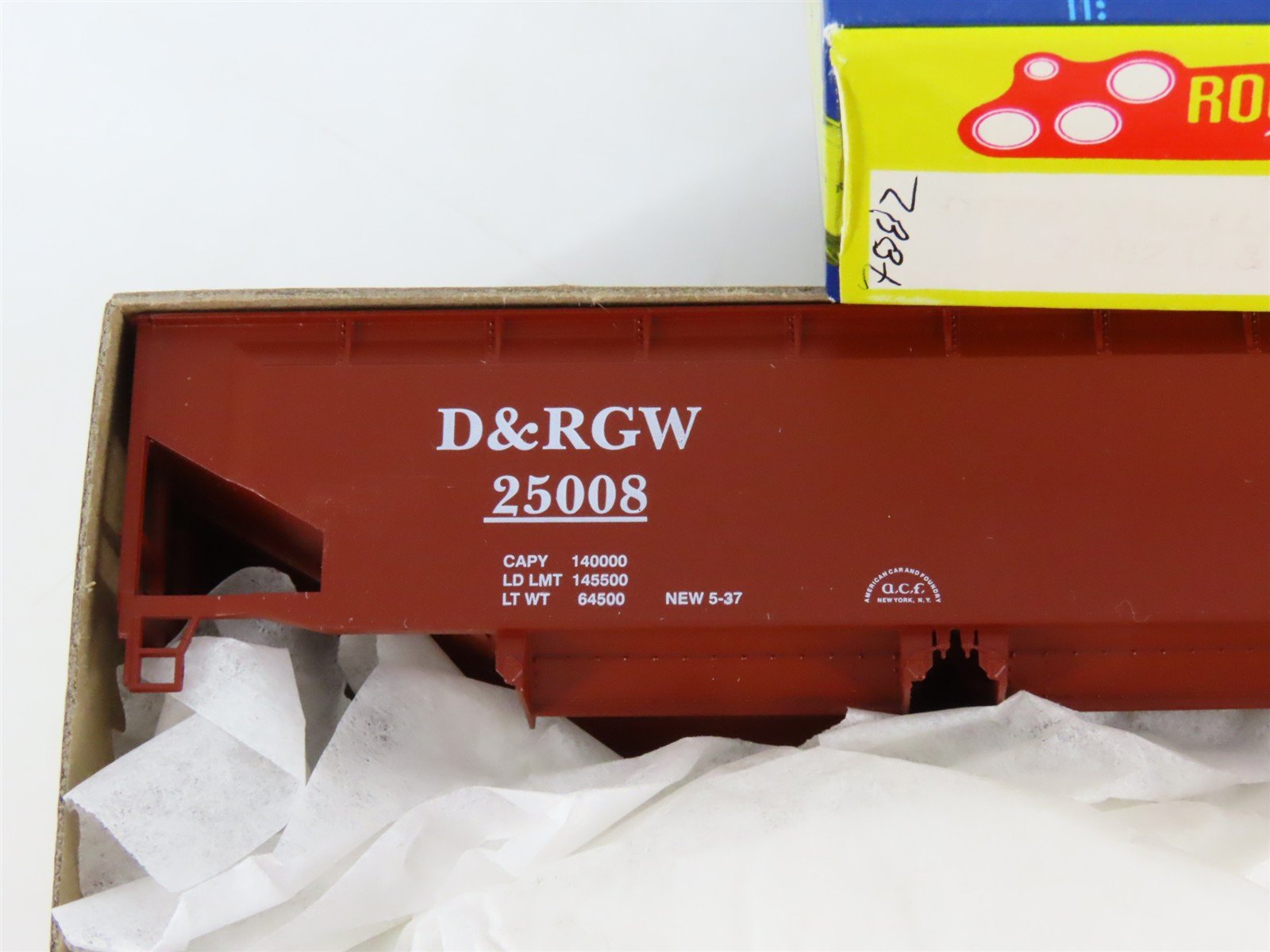 HO Scale Roundhouse Kit 7882 D&RGW Rio Grande 2-Bay Ballast Open Hopper #25008