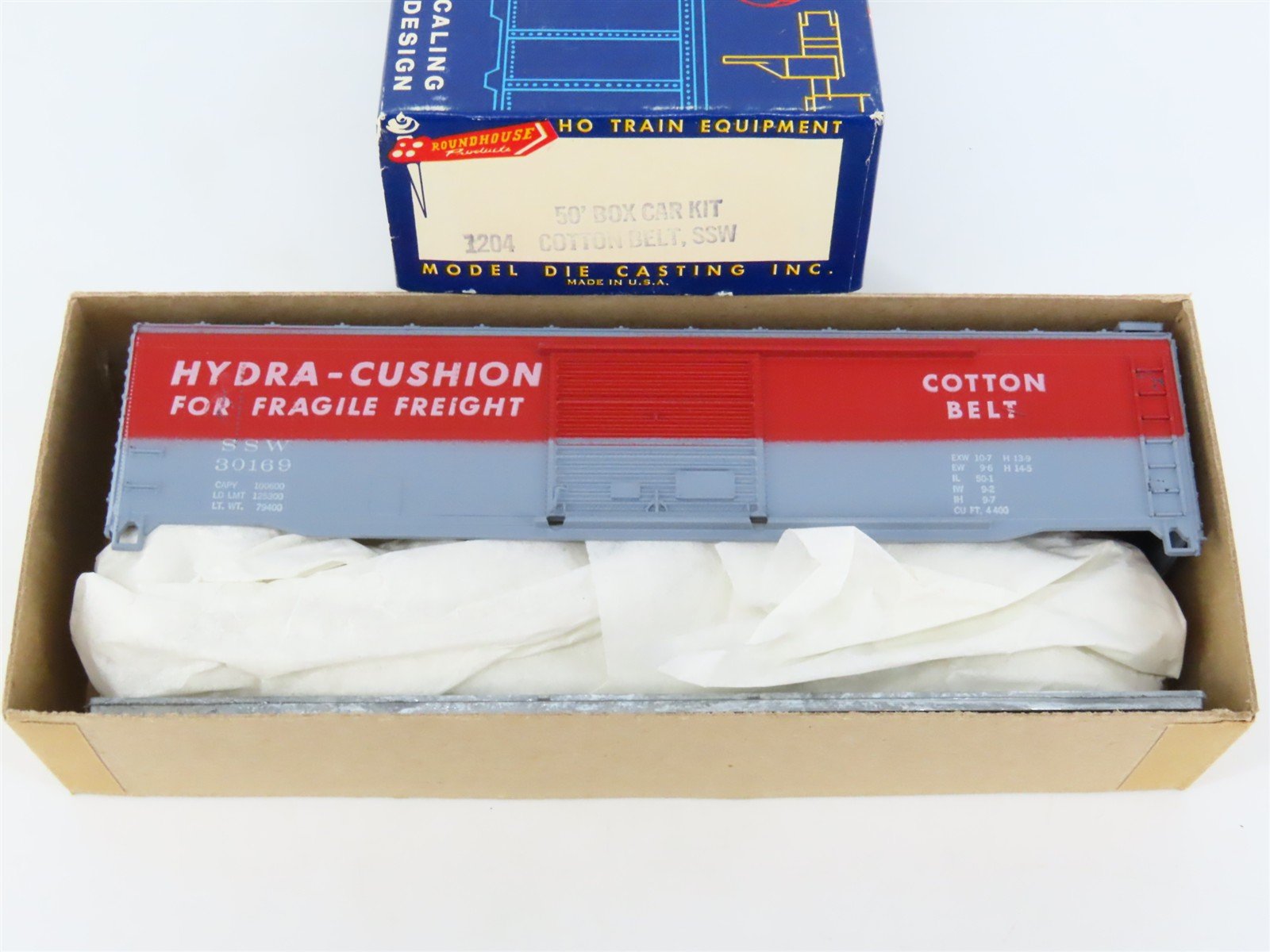 HO Scale Roundhouse Kit 1204 SSW Cotton Belt 50' Single Door Box Car #30169