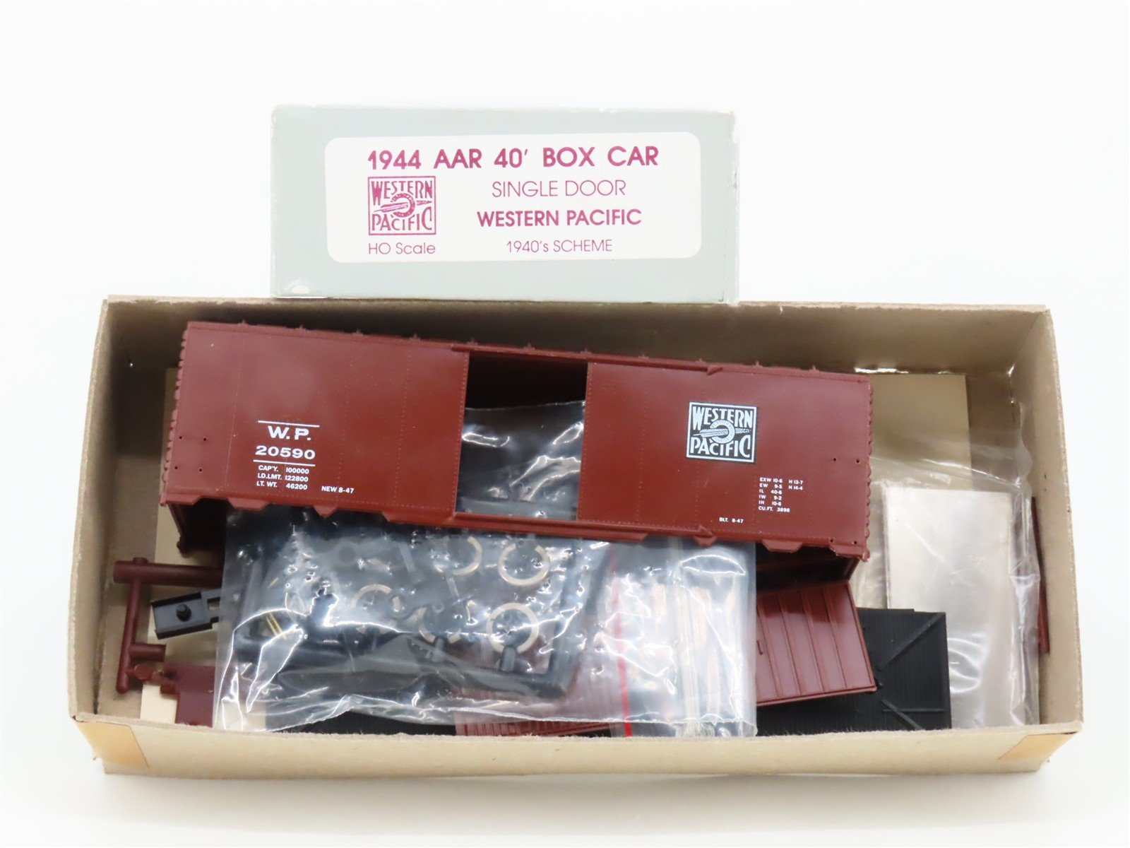 HO C&BT Shops Kit WP Western Pacific Feather 40' Single Door Box Car #20590