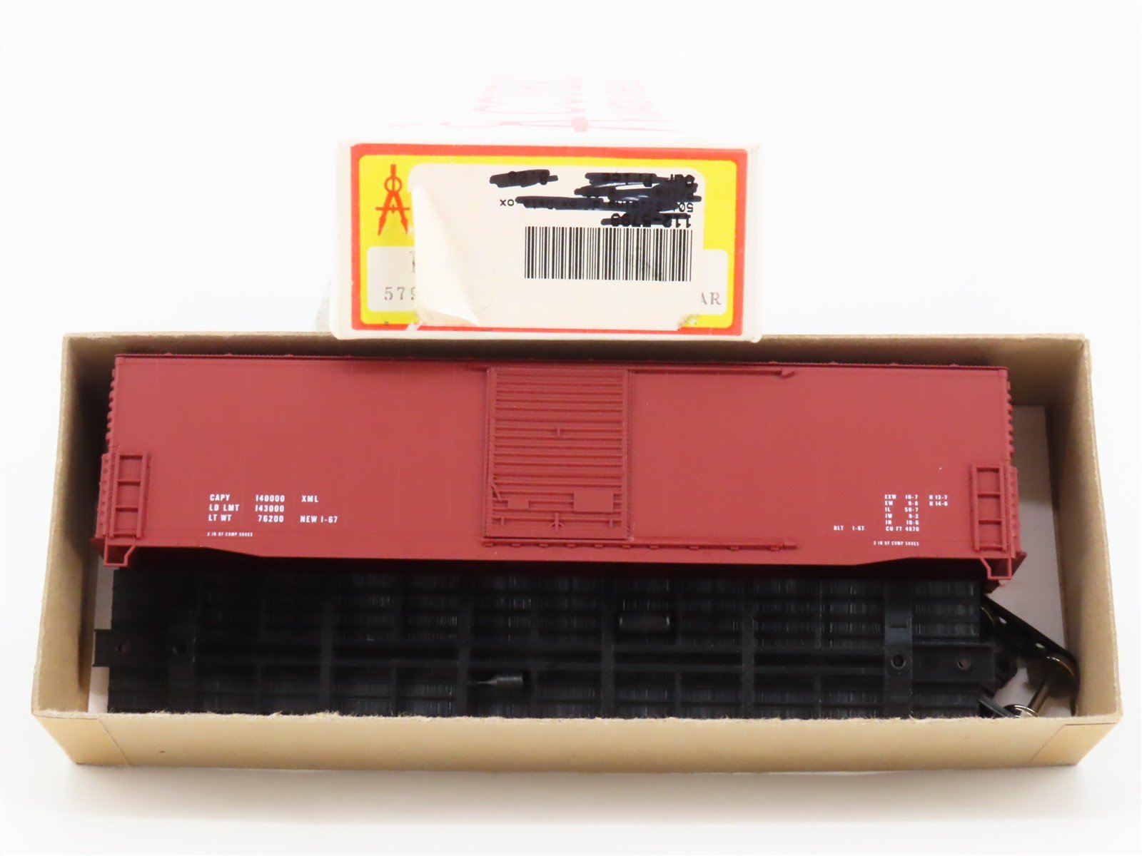 HO Scale Accurail Kit 5799 Data Only 50' Steel Box Car - Partially Assembled