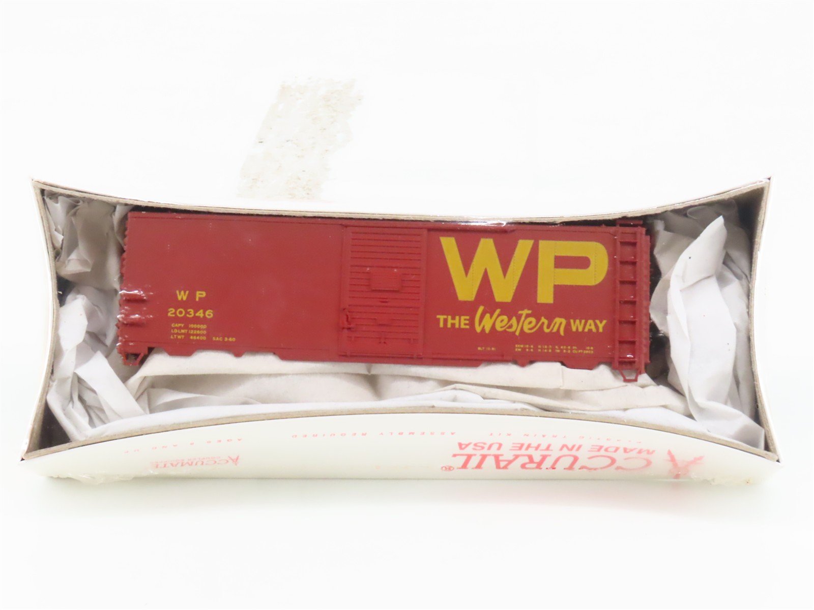 HO Scale Accurail Kit 3516 WP Western Pacific 40' Steel Box Car #20346 - Sealed