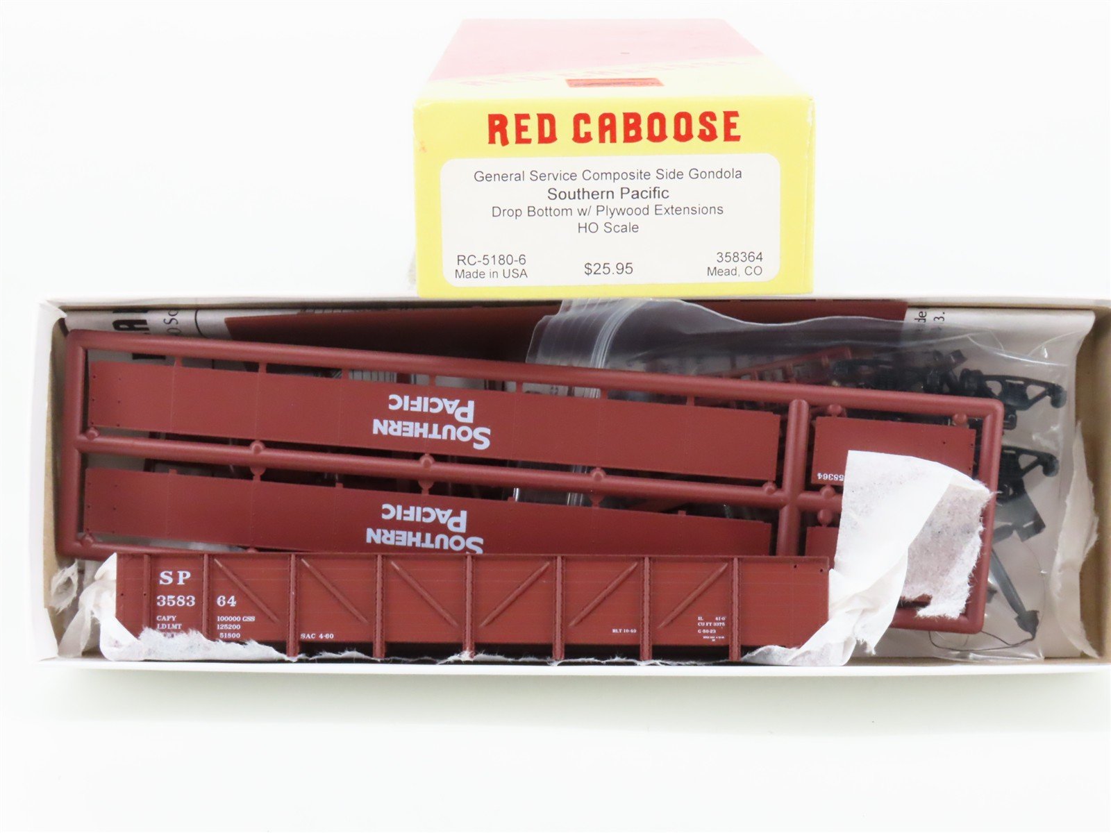 HO Red Caboose Kit RC-5180-6 SP Southern Pacific Drop Bottom Gondola #358364