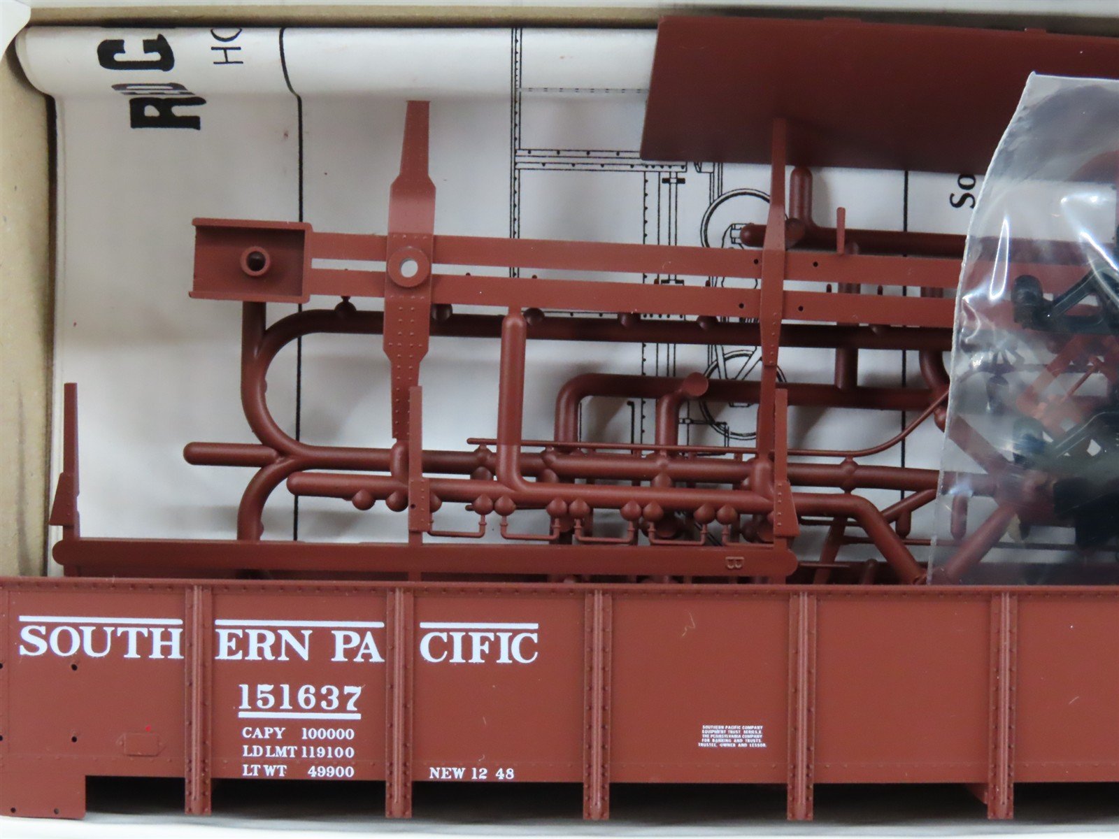 HO Red Caboose Kit RC5001-7 SP Southern Pacific Drop Bottom Gondola #151637
