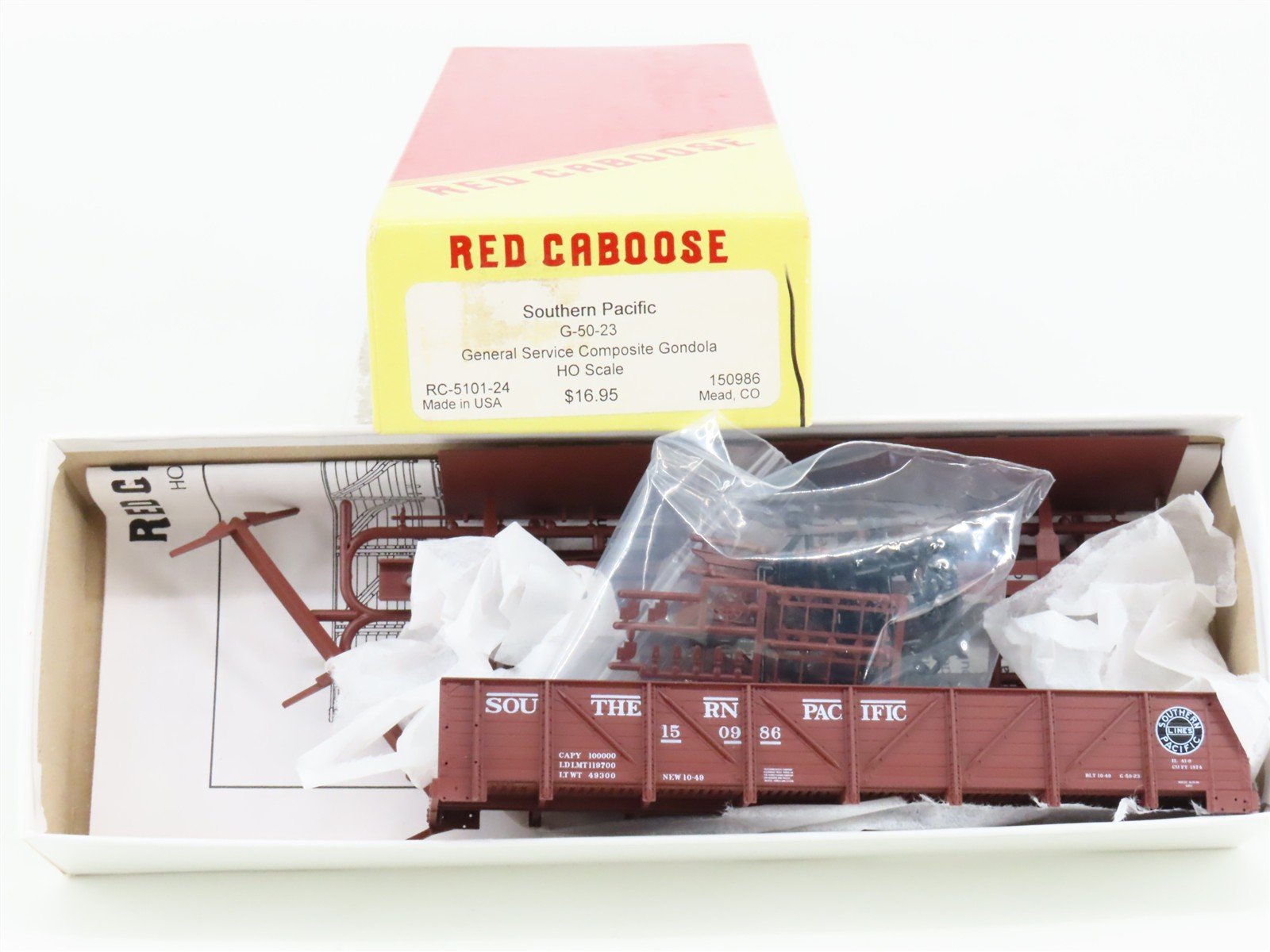 HO Scale Red Caboose Kit RC-5101-24 SP Southern Pacific Railroad Gondola #150986