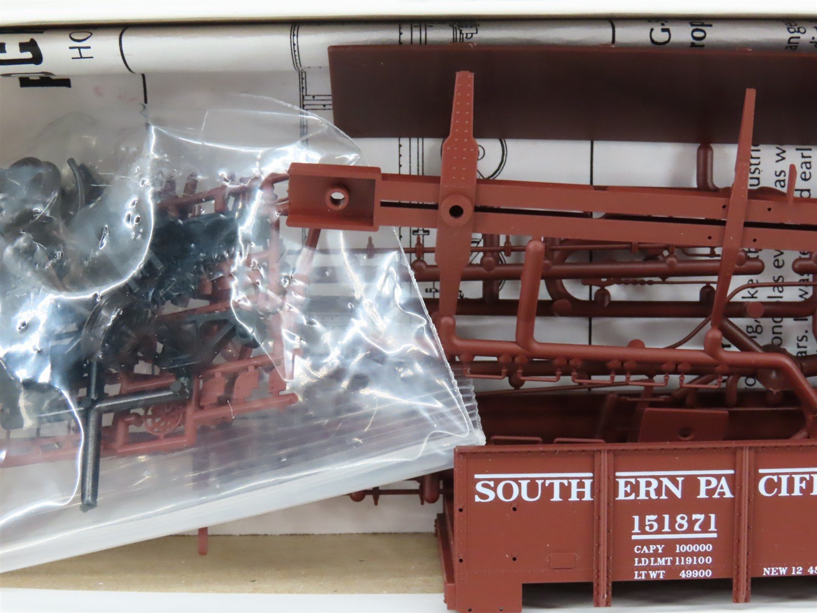 HO Red Caboose Kit RC5001-11 SP Southern Pacific Drop Bottom Gondola #151871