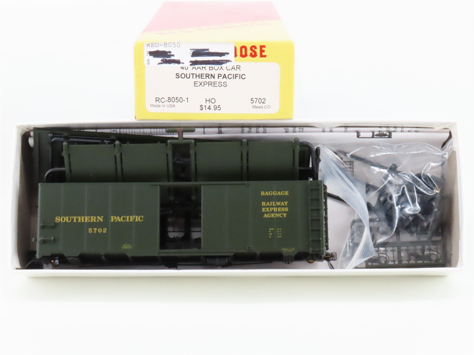 HO Scale Red Caboose Kit RC-8050-1 SP 40' Box Car #5702 - Partially Assembled