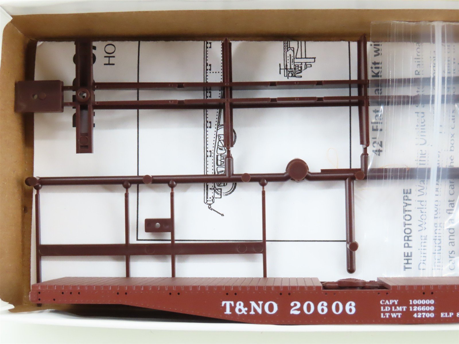 HO Scale Red Caboose Kit RC-2247b T&NO Texas & New Orleans 42' Flat Car #20606