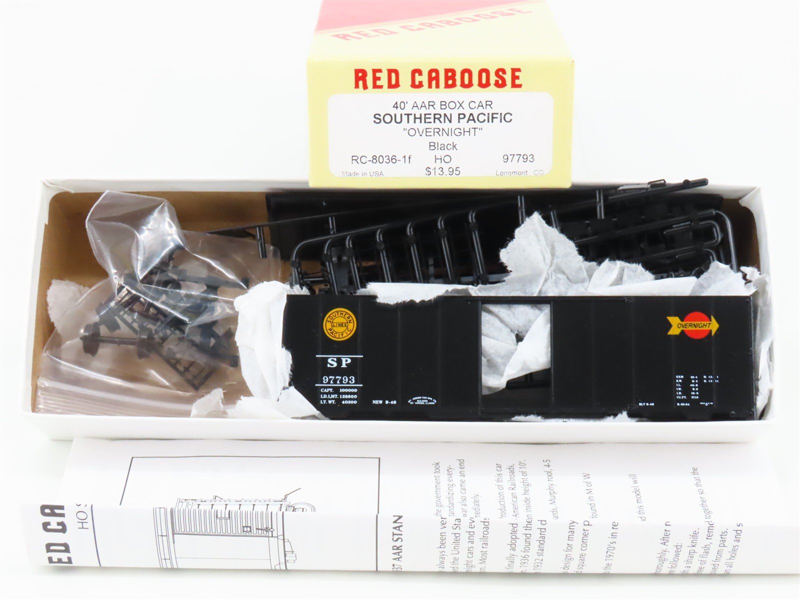 HO Scale Red Caboose Kit RC-8036-1f SP Southern Pacific 40' Box Car #97793