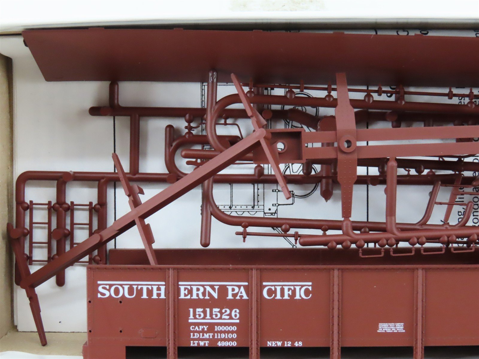 HO Red Caboose Kit RC5001-6 SP Southern Pacific Drop Bottom Gondola #151526