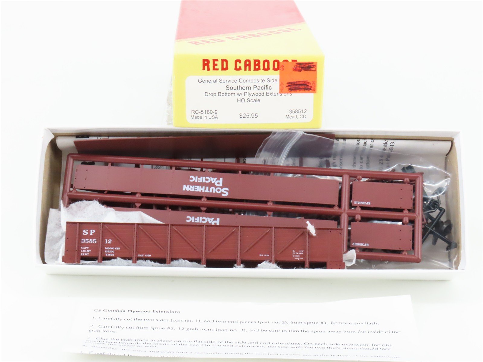 HO Red Caboose Kit RC-5180-9 SP Southern Pacific Drop Bottom Gondola #358512