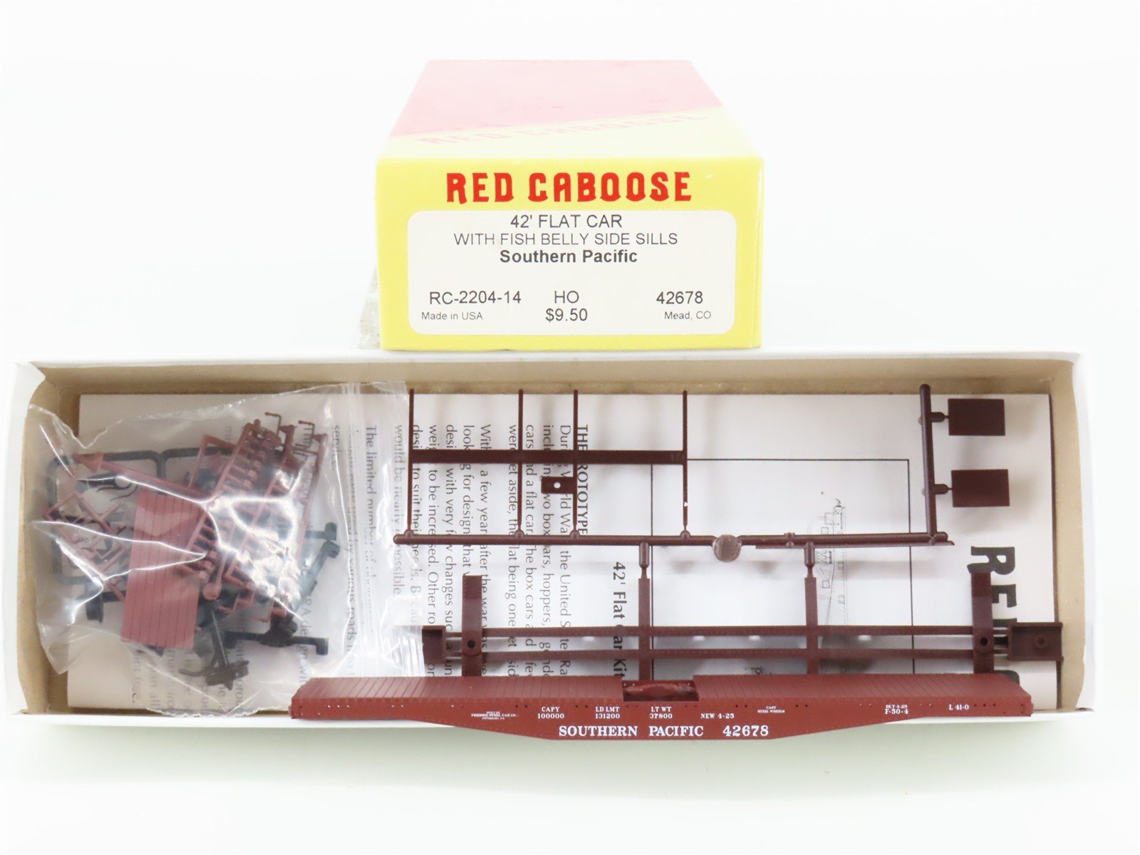 HO Scale Red Caboose Kit RC-2204-14 SP Southern Pacific 42' Flat Car #42678