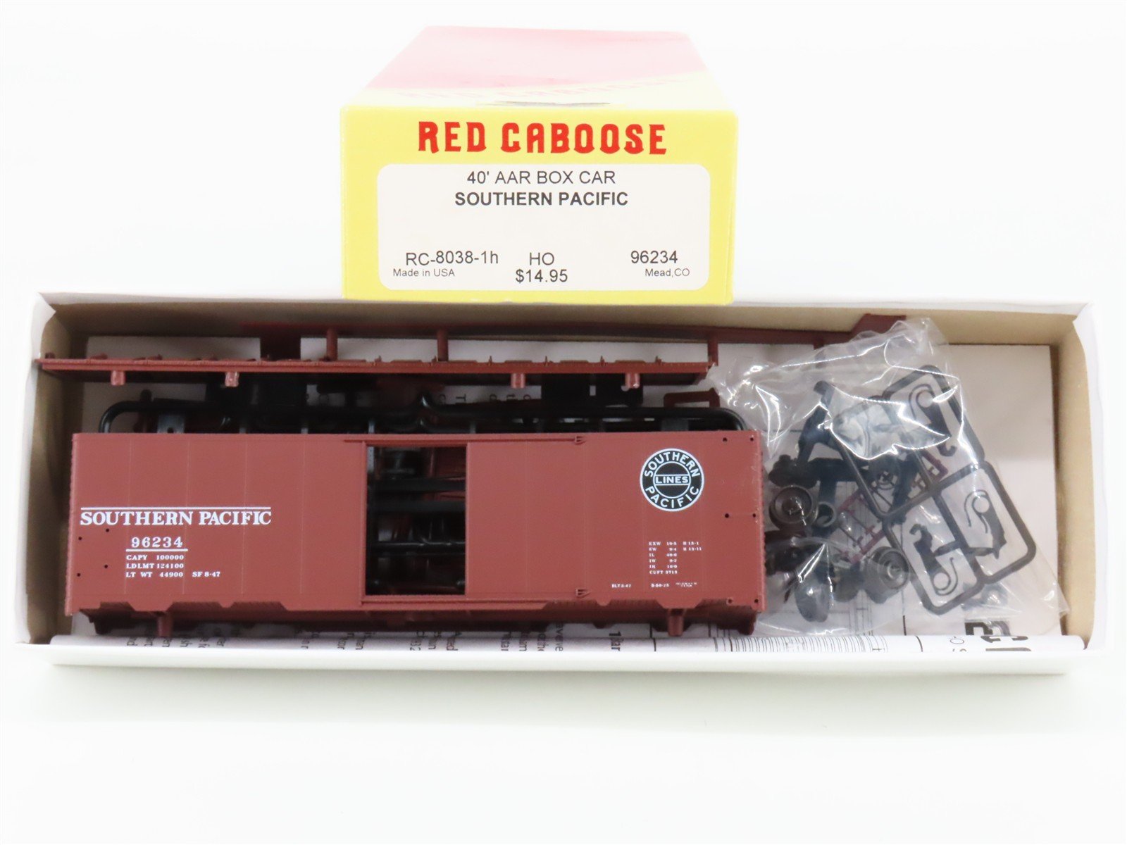 HO Scale Red Caboose Kit RC-8038-1h SP Southern Pacific 40' Box Car #96234
