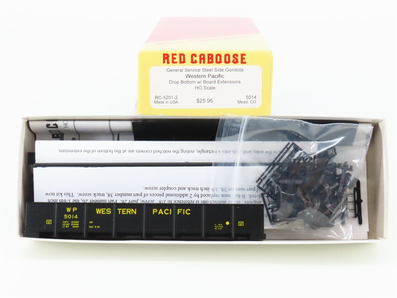 HO Scale Red Caboose Kit RC-5201-2 WP Western Pacific Railroad Gondola #5014