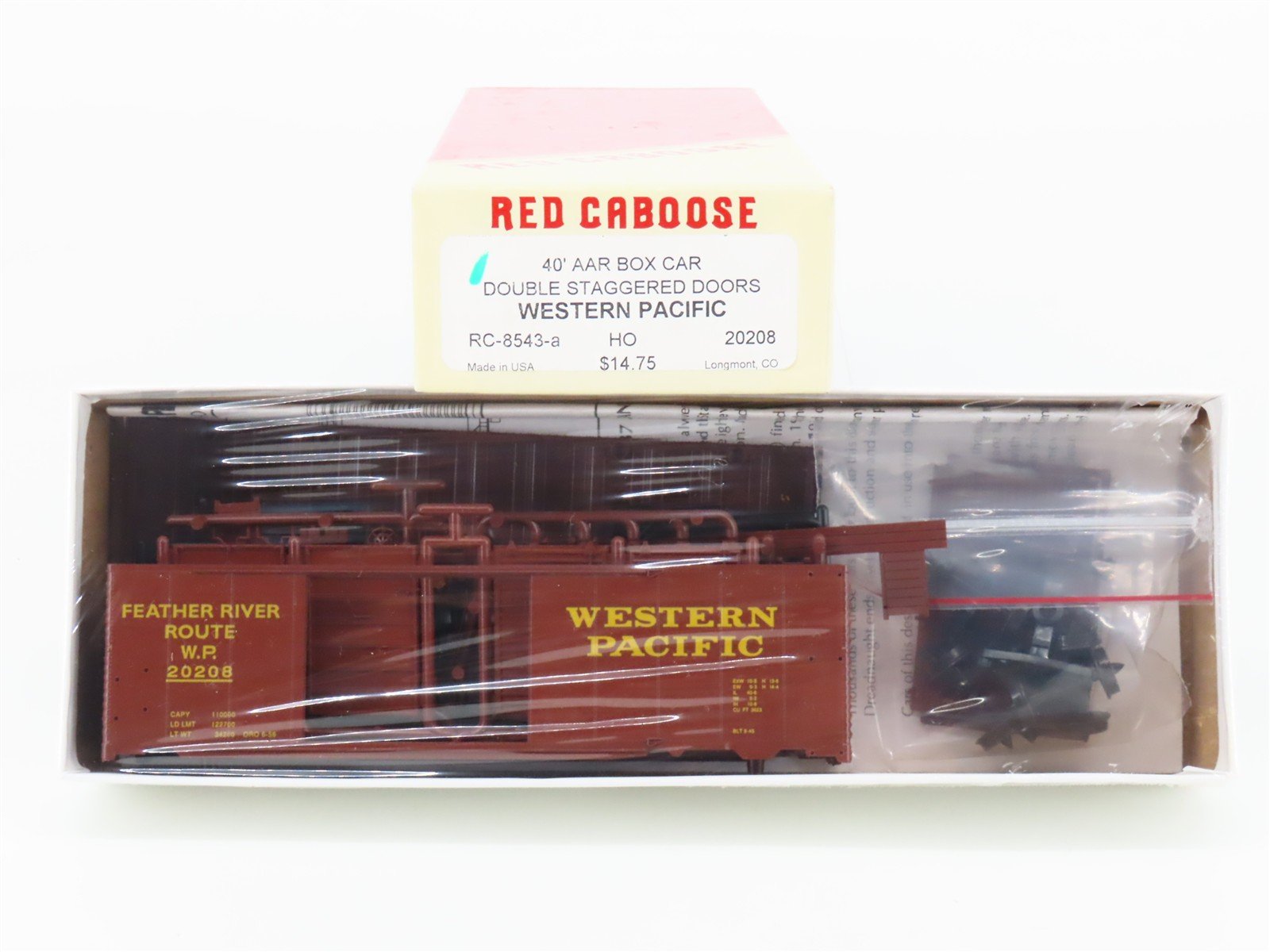 HO Scale Red Caboose Kit RC-8543-a WP Western Pacific 40' Box Car #20208 -Sealed