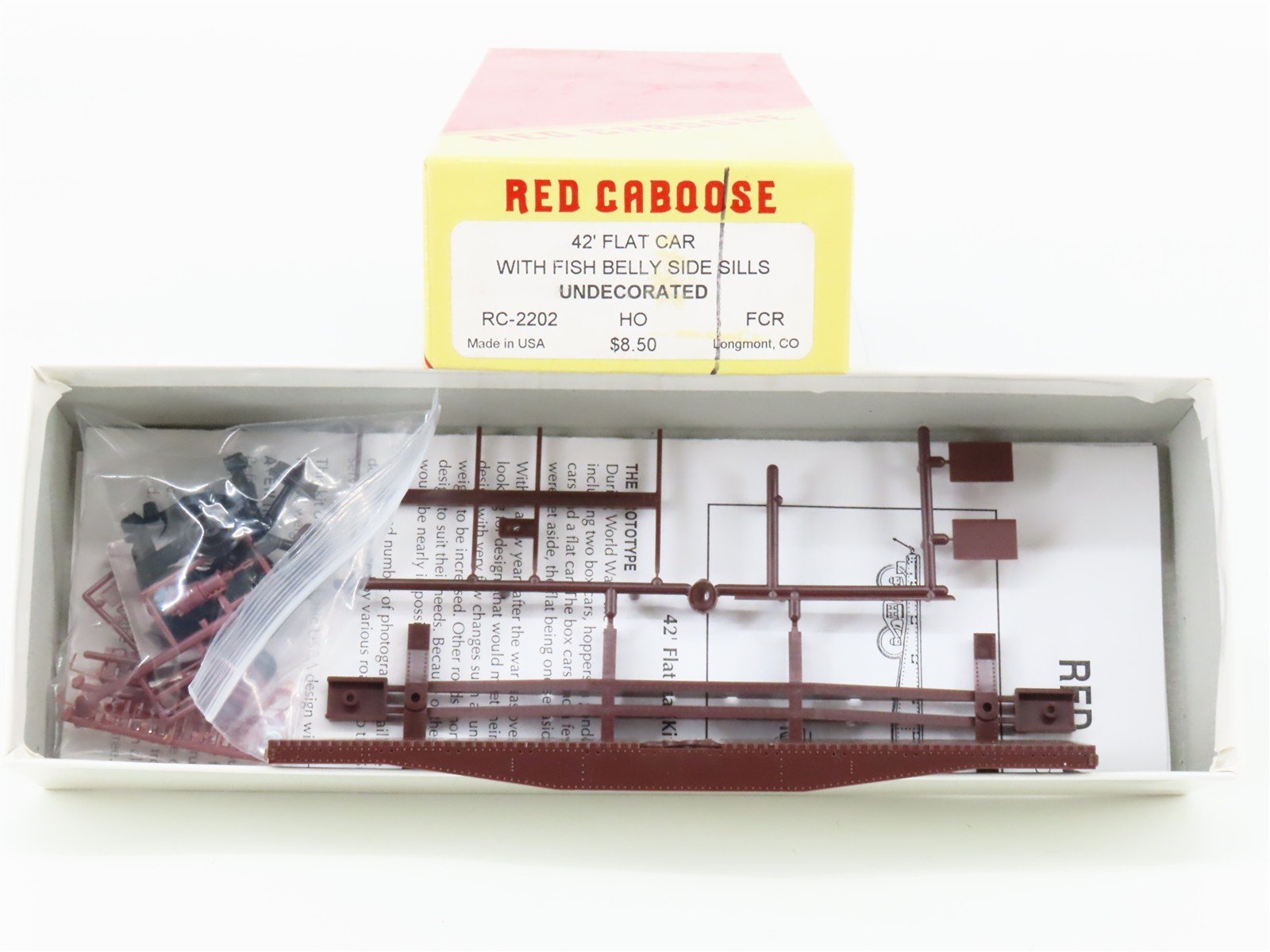 HO Scale Red Caboose Kit RC-2202 Undecorated 42' Flat Car
