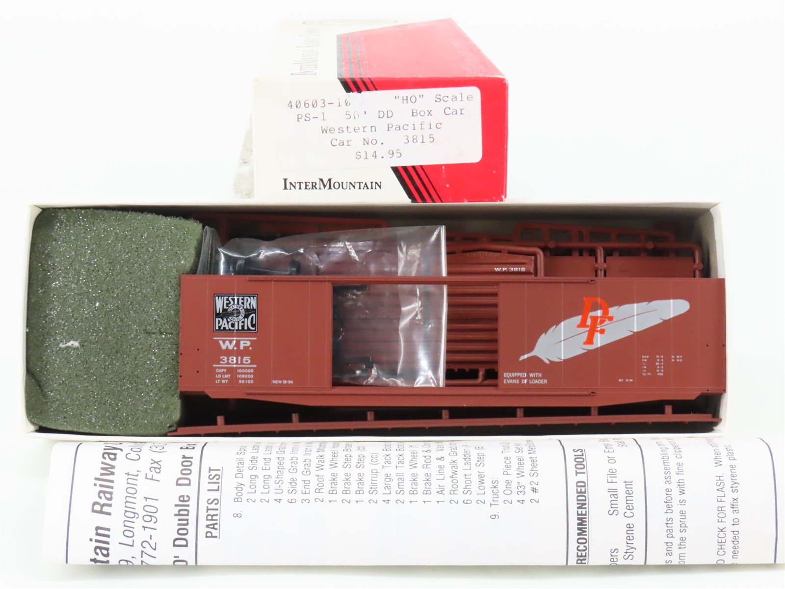 HO InterMountain Kit 40603-10 WP Western Pacific 50' Double Door Box Car #3815