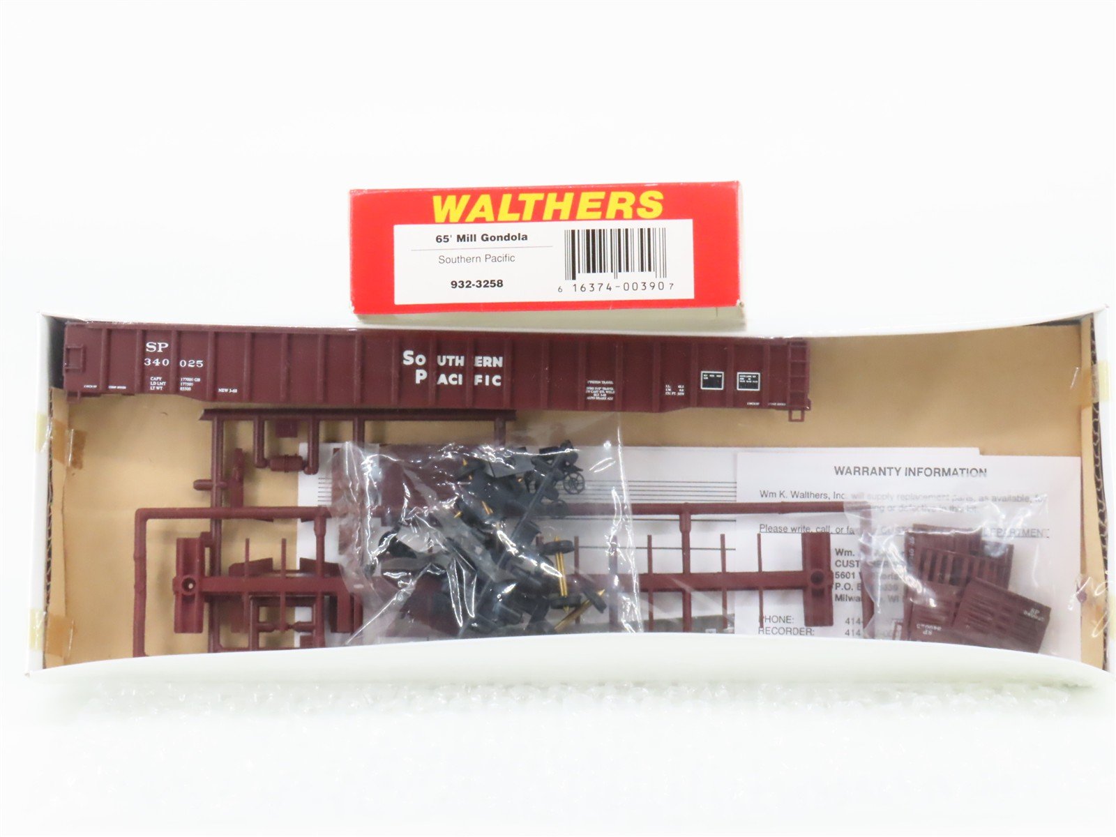 HO Walthers Kit 932-3258 SP Southern Pacific 65' Mill Gondola #340025 - Sealed