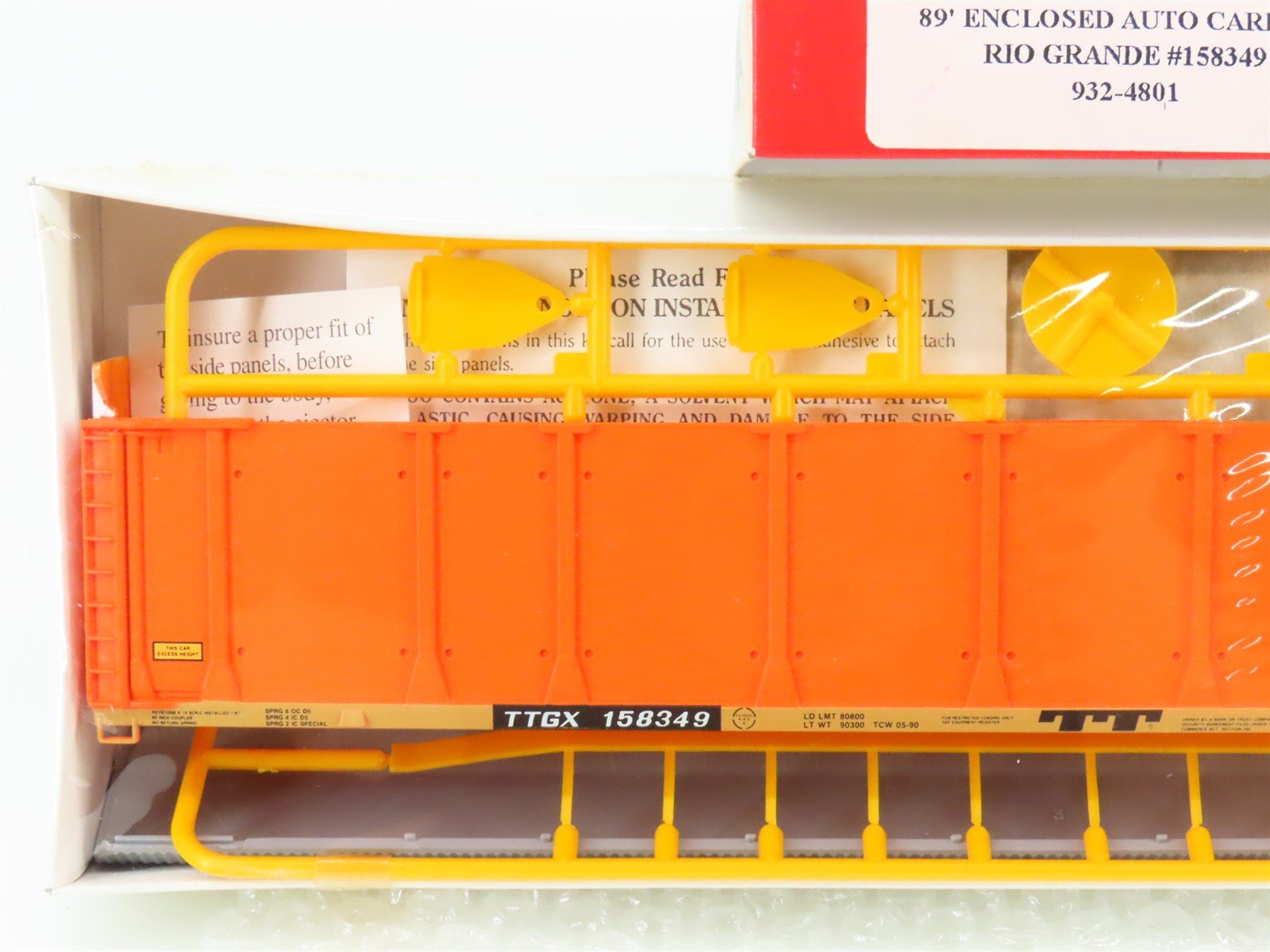 HO Scale Walthers Kit 932-4801 TTGX Rio Grande 89' Auto Carrier #158349 - Sealed