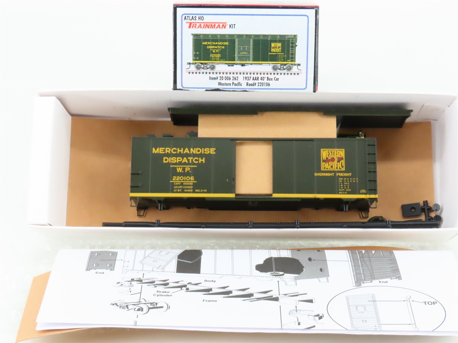 HO Scale Atlas Trainman Kit 20006262 WP Western Pacific 40' Box Car #220106