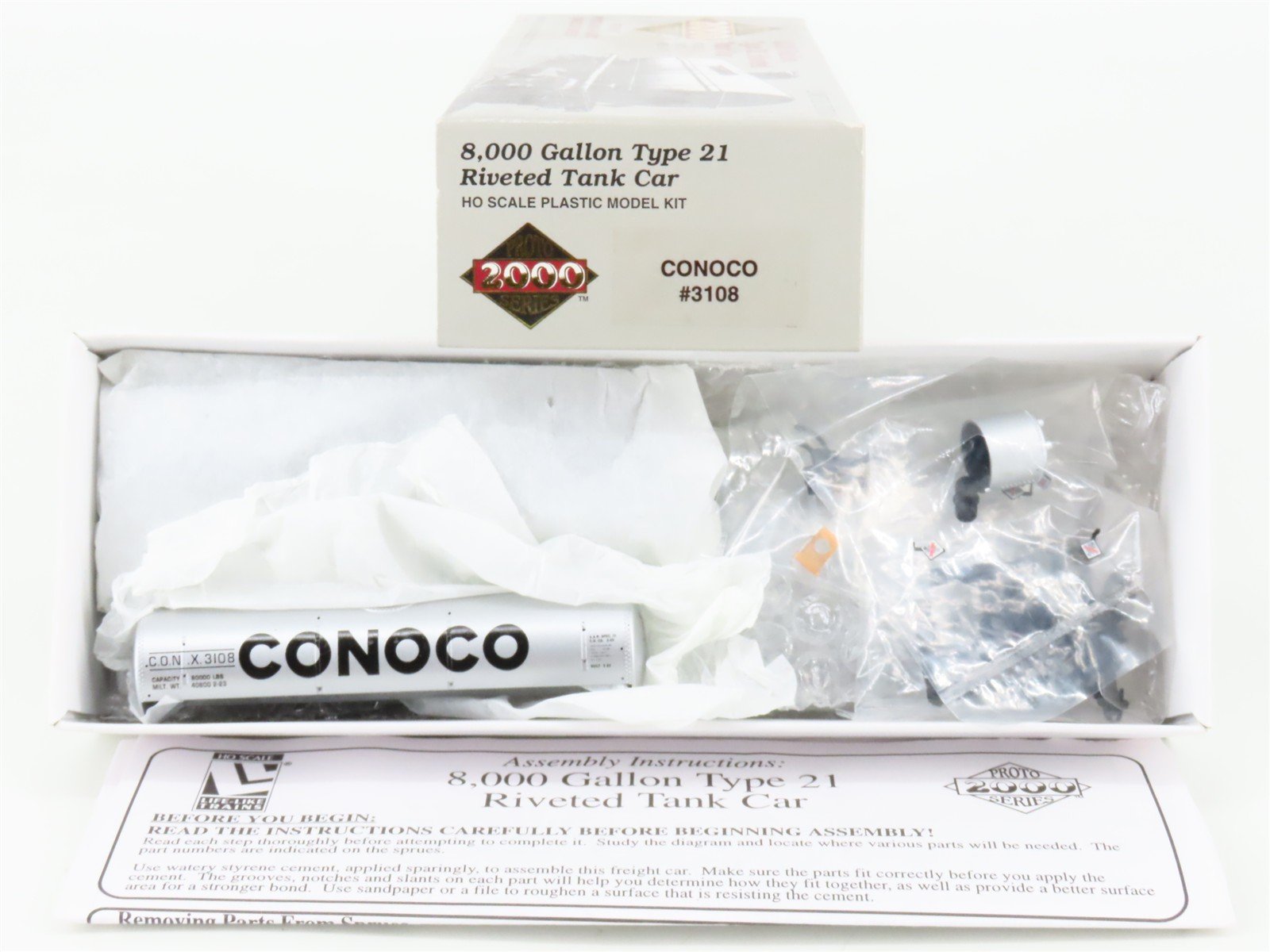 HO Scale PROTO 2000 Kit CONX Conoco 8,000 Gallon Single Dome Tank Car #3108