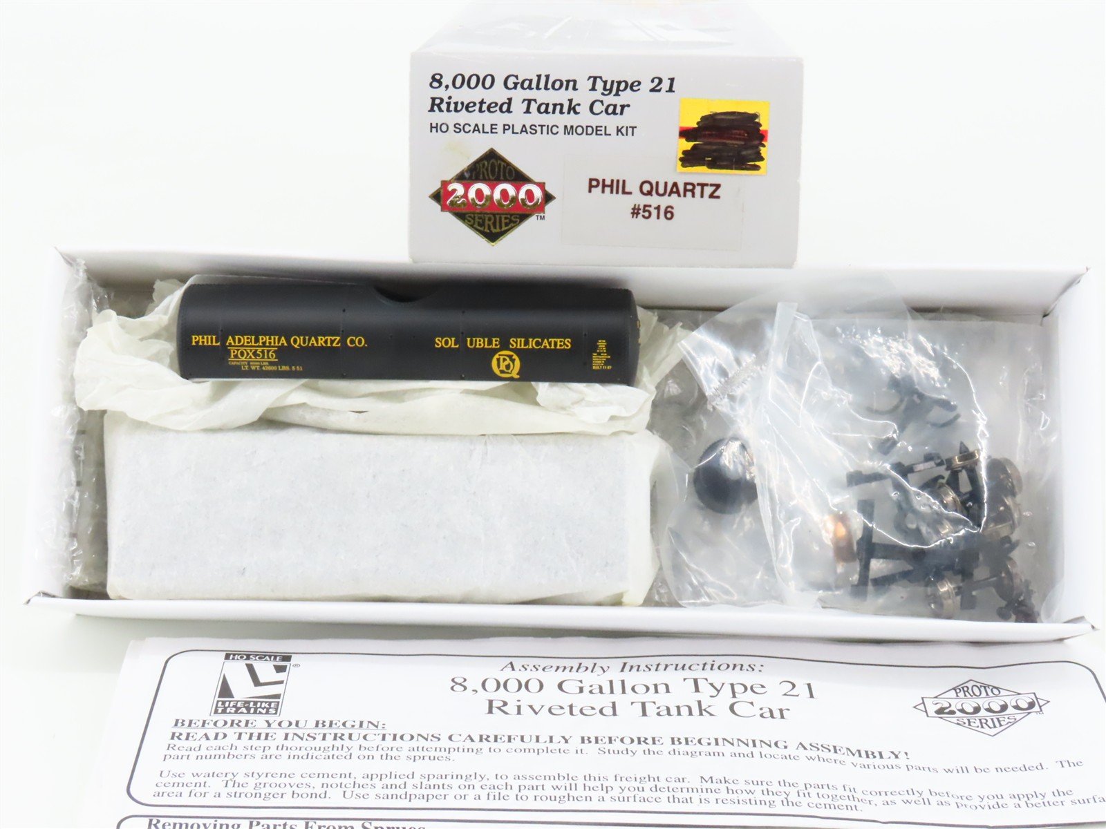 HO Scale PROTO 2000 Kit PQX Philadelphia Quartz Co. Single Dome Tank Car #516