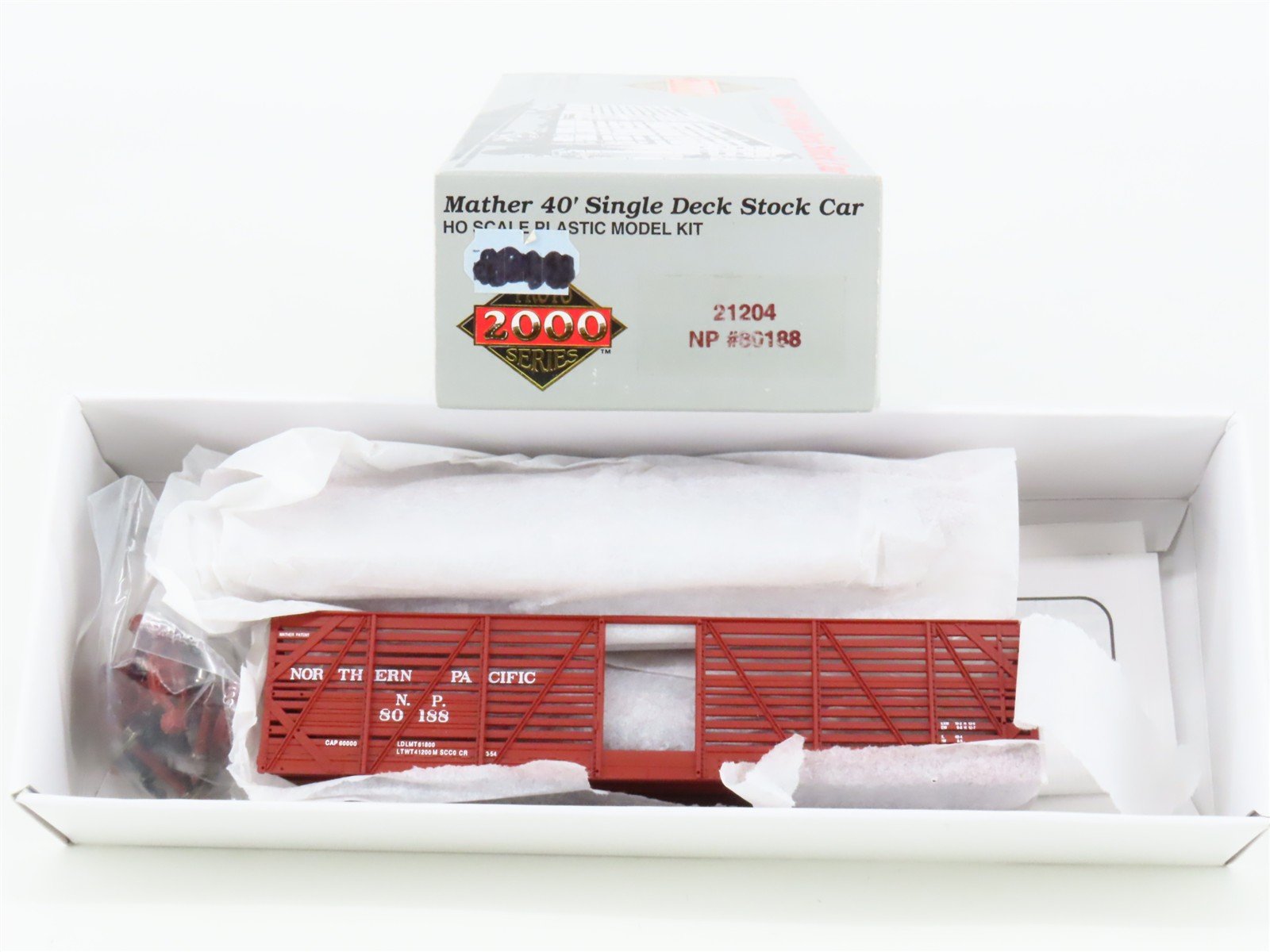 HO PROTO 2000 Kit 21204 NP Northern Pacific 40' Single Deck Stock Car #80188