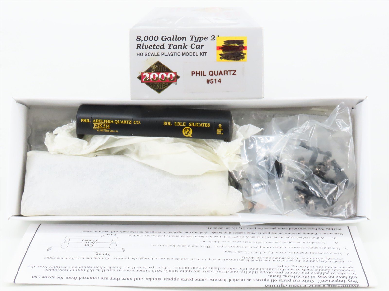 HO PROTO 2000 Kit PQX Philadelphia Quartz 8,000 Gallon Single Dome Tank Car #514