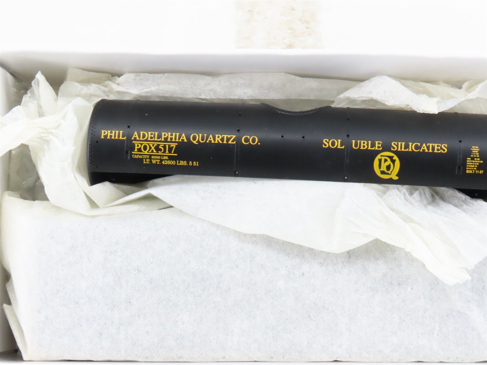 HO Scale PROTO 2000 Kit PQX Philadelphia Quartz Co. 8,000 Gallon Tank Car #517