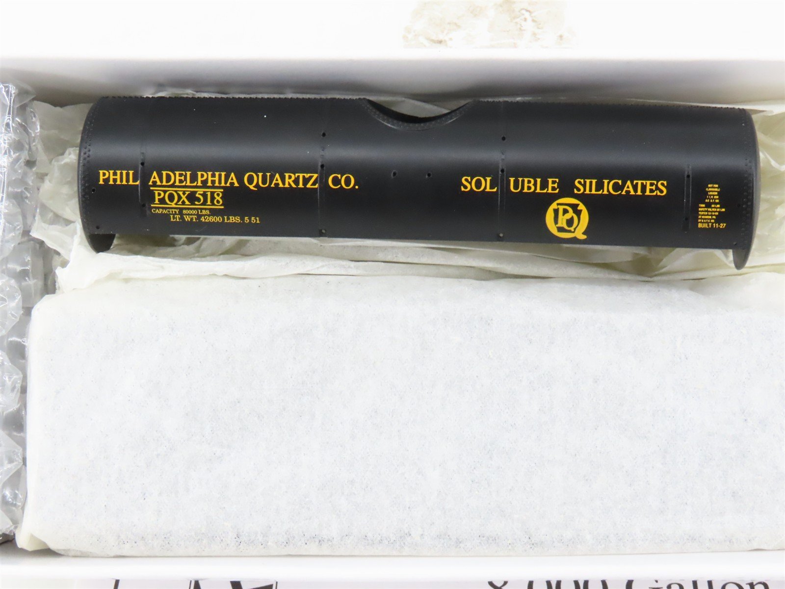 HO Scale PROTO 2000 Kit PQX Philadelphia Quartz Co. 8,000 Gallon Tank Car #518