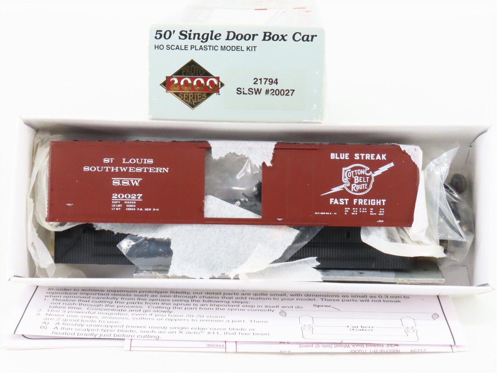 HO PROTO 2000 Kit 21794 SSW Cotton Belt Route 50' Single Door Box Car #20027